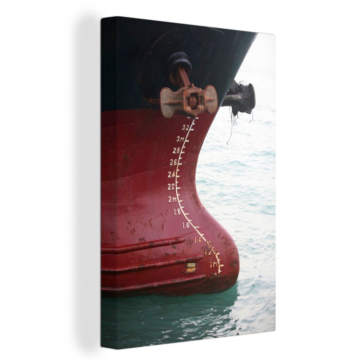 OneMillionCanvasses® Leinwandbild Anker von einem St), Leinwandbild 20x30 Segelschiff, cm Gemälde, (1 Zackenaufhänger, bespannt fertig inkl