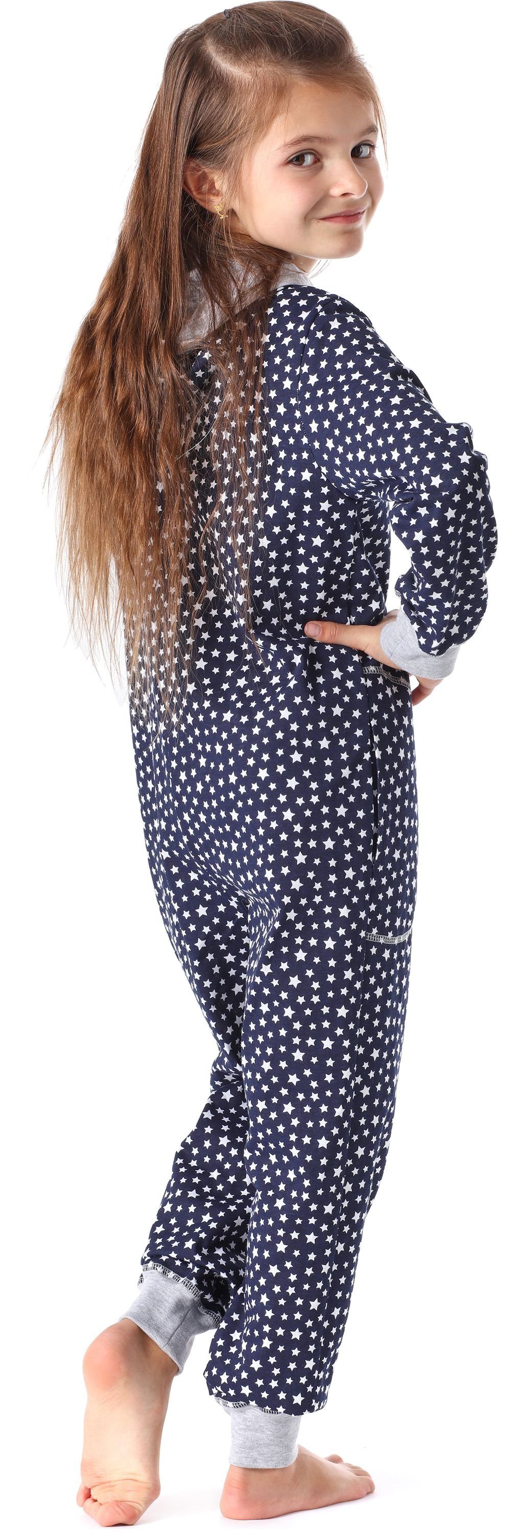 Style Marine Merry MS10-223 Kapuze Sterne Schlafoverall Mädchen Schlafanzug mit