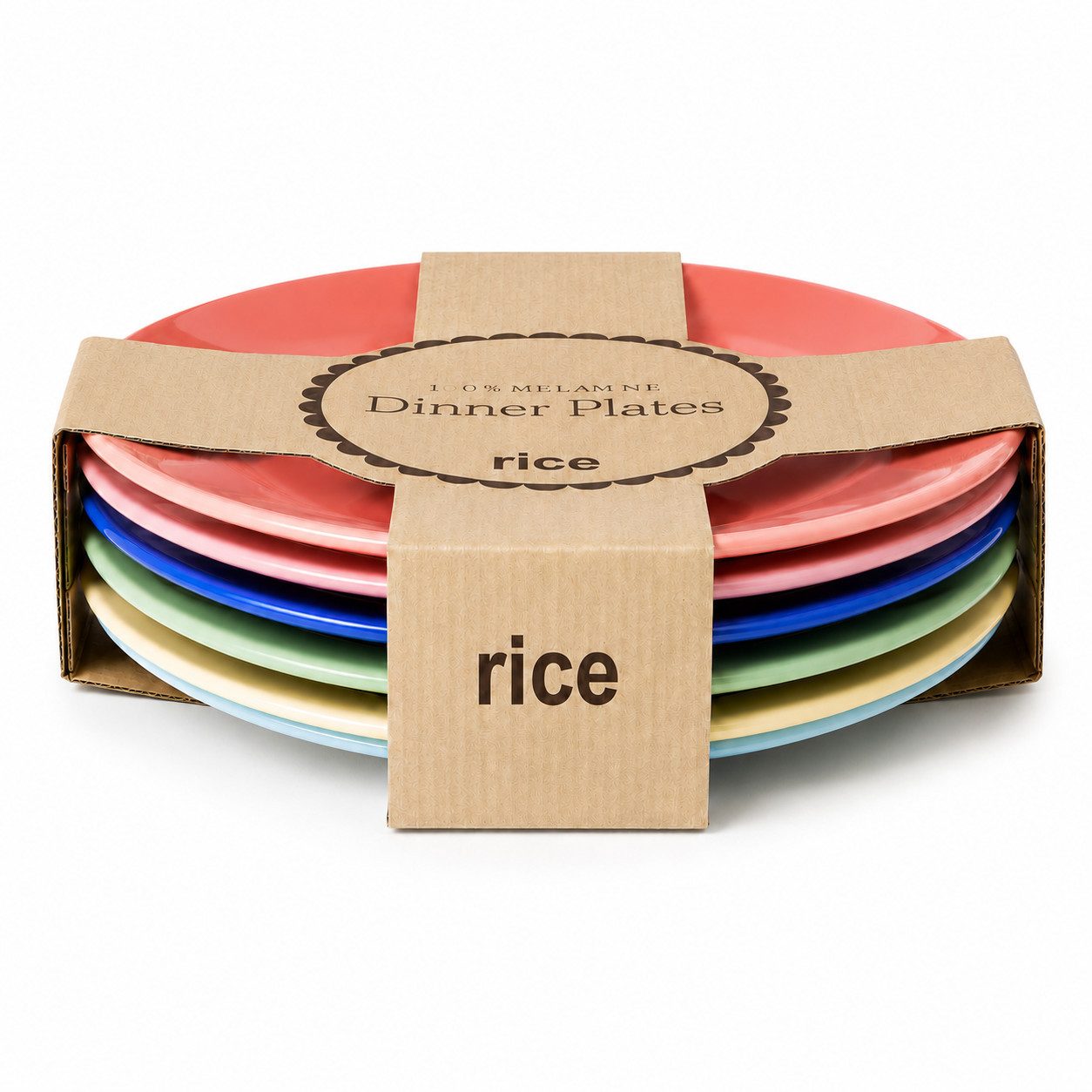 rice Teller-Set Melamin Teller Set Bunt 6er Set leicht für Alltag & draußen (6-tlg), Melamin