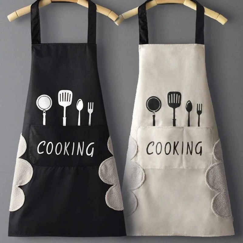 LENBEST Kochschürze 2 Stück Schürzen Frauen wasserdichte Küchenschürze mit Taschen, (2-tlg)