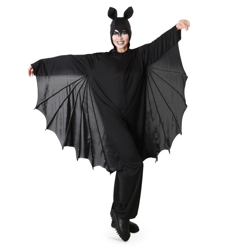 Fries Kostüm Fledermaus Kostüm mit Flügel & Kapuze Universal passend Halloween