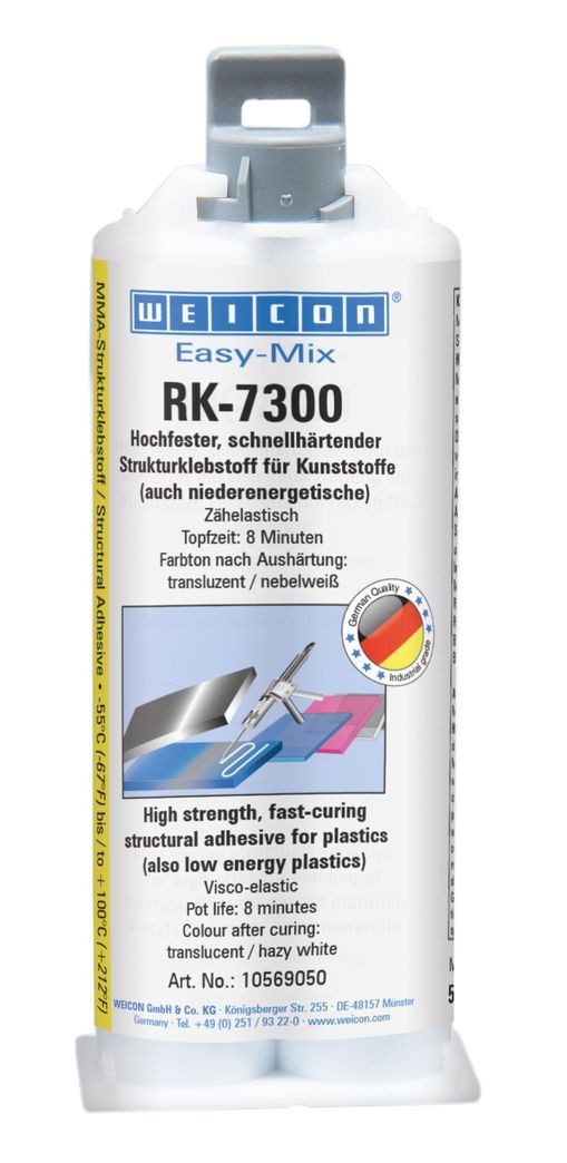 WEICON Klebstoff Easy-Mix RK-7300, (Kartusche; Quadro-Mischdüse B), schnellhärtender Struktur- und Konstruktionsklebstoff