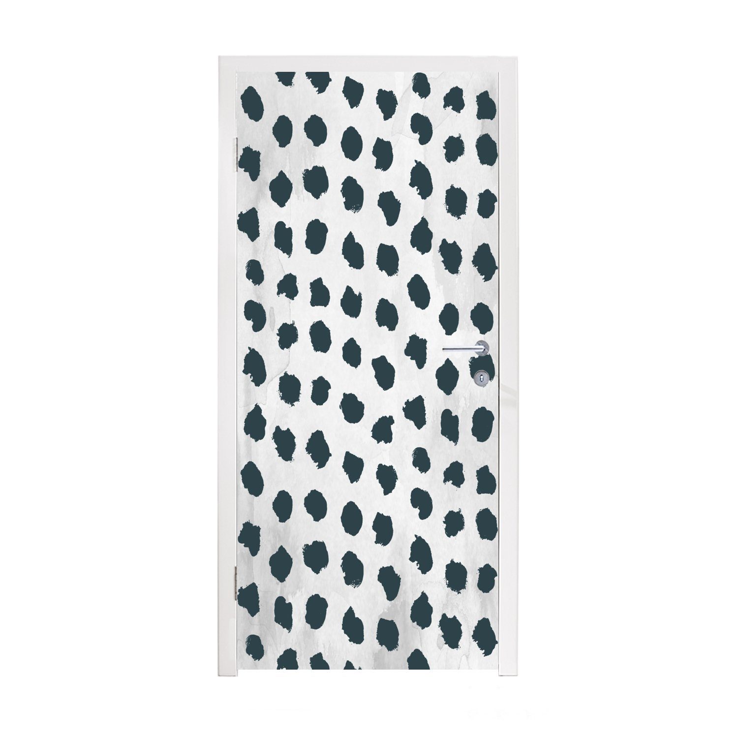 MuchoWow Türtapete Polka dots - Schwarz - Marmor, Matt, bedruckt, (1 St), Fototapete für Tür, Türaufkleber, 75x205 cm