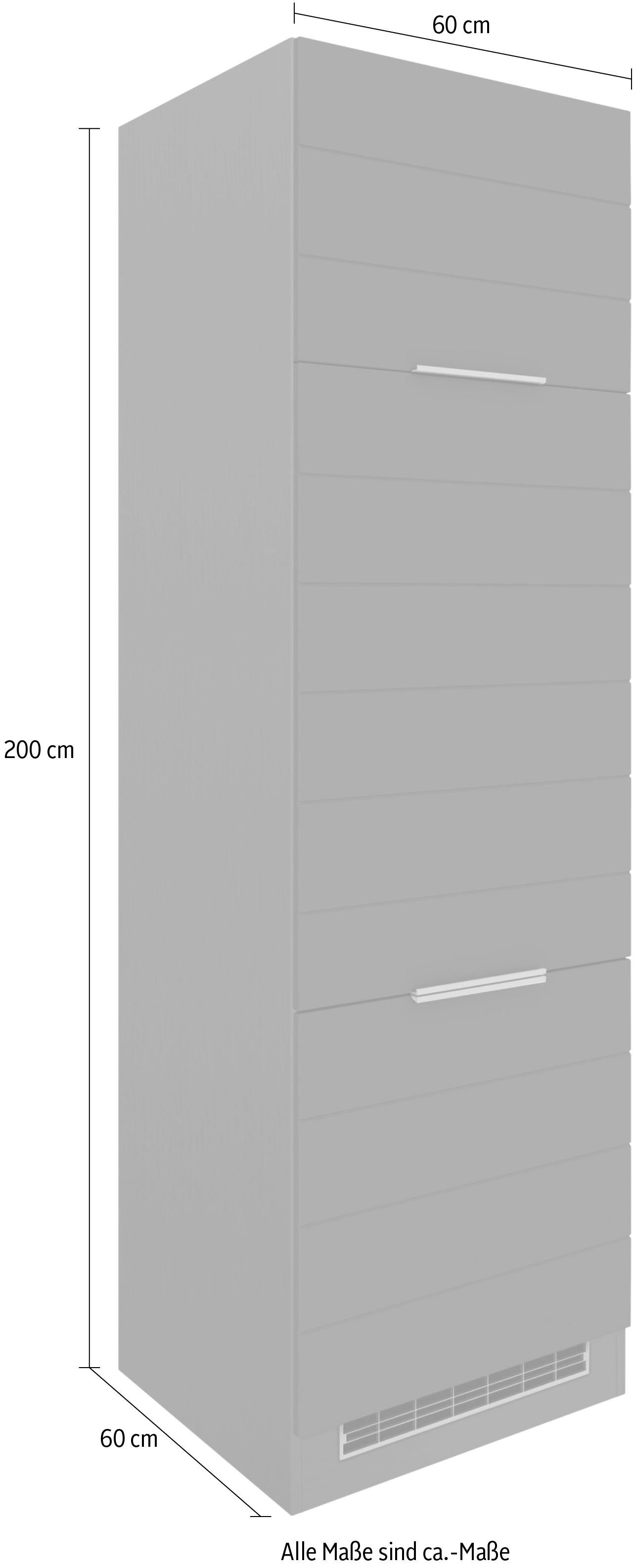 MDF-Fronten cm mit | HELD 60 hochwertige Kühlumbauschrank graphit waagerechter Matt/grafit grau breit, Luhe MÖBEL Lisene