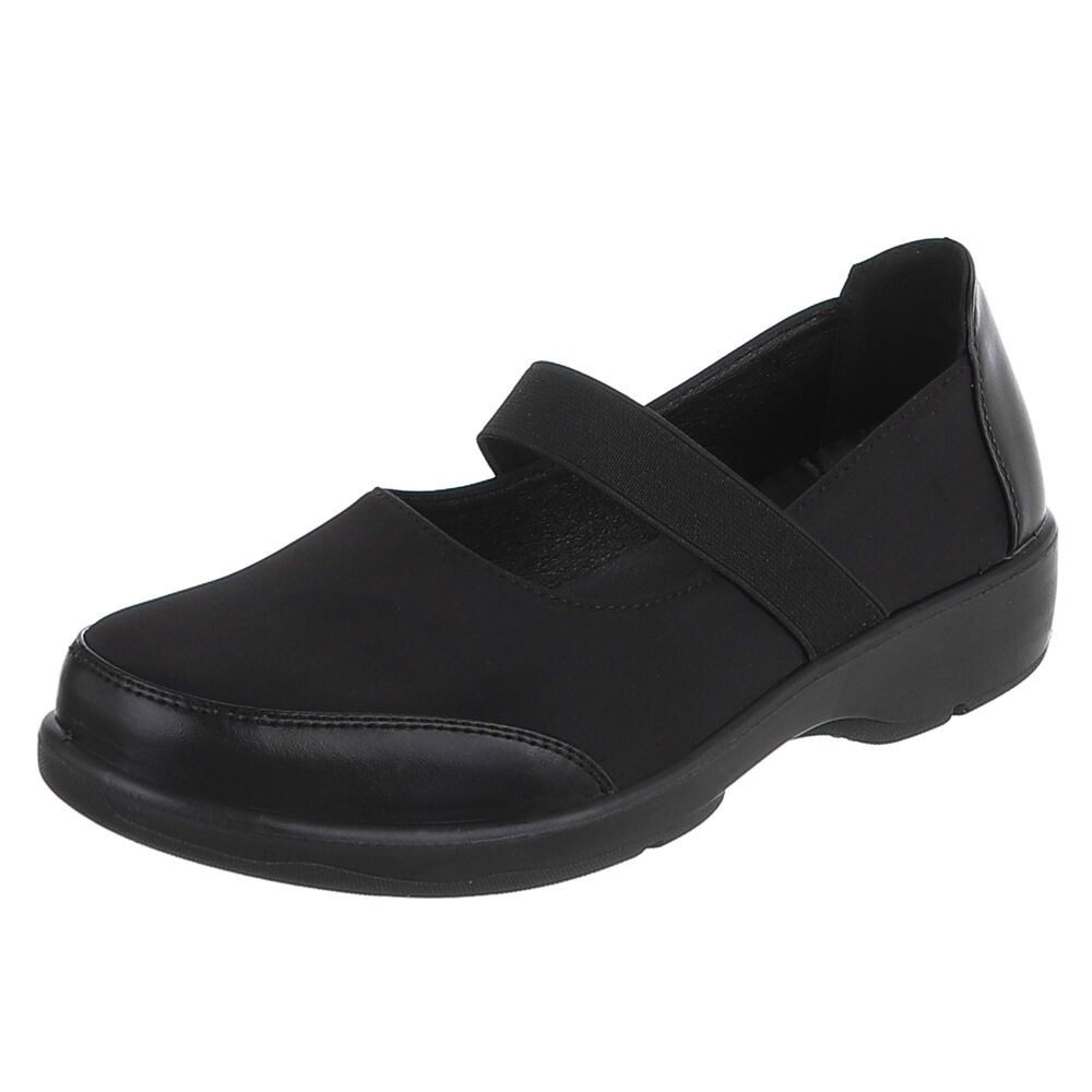 Ital-Design Damen Slipper mit Ristriemen und Komfortsohle Pumps (91783504) Blockabsatz Klassische Pumps in Schwarz