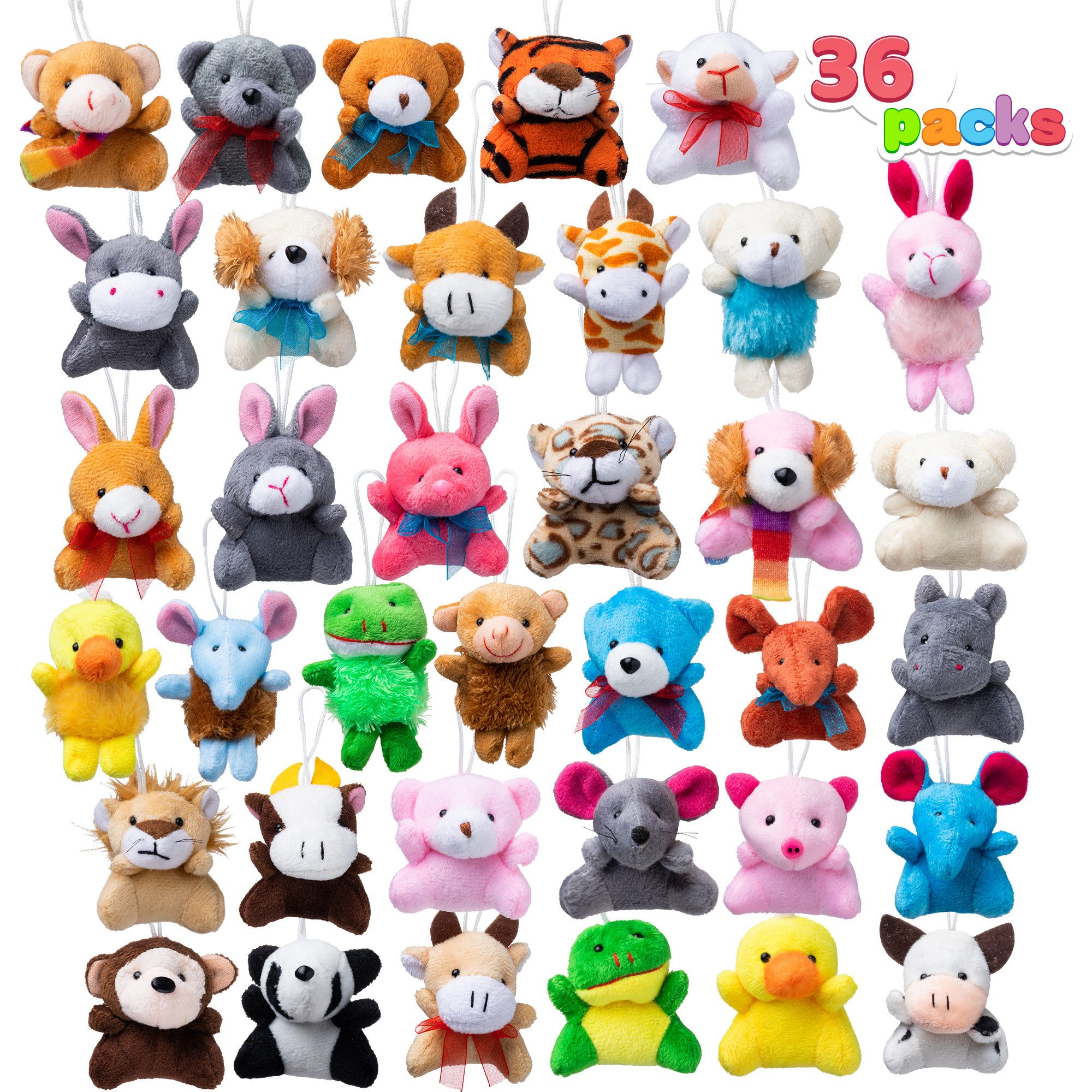 JOYIN Schlüsselanhänger Set JOYIN 36er Set Mini Plüschtiere – 6,4-7,6 cm, 36 verschiedene Designs (36-tlg)