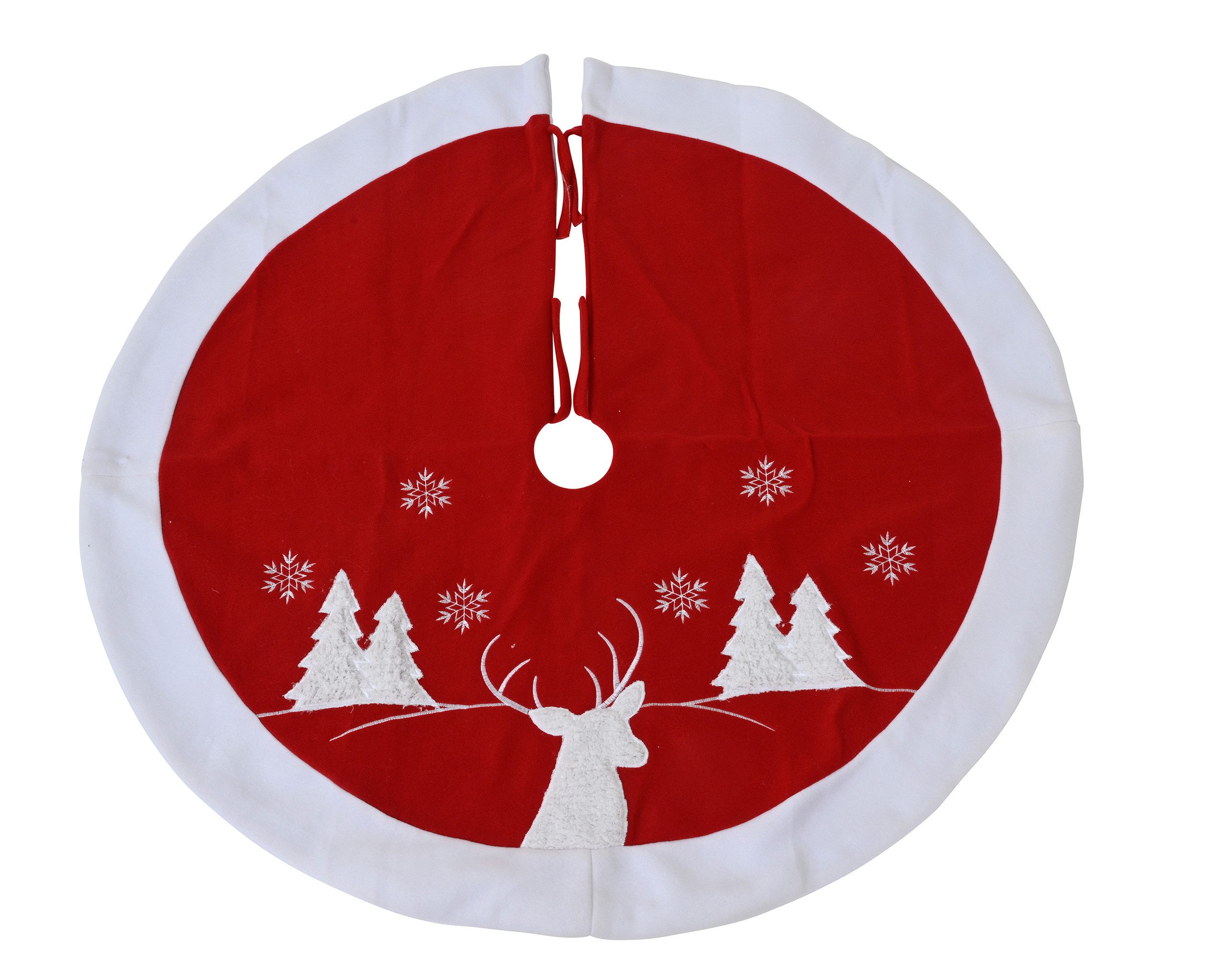 Kaemingk Weihnachtsbaumdecke, Weihnachtsbaumdecke 90cm mit Hirsch Motiv Rot