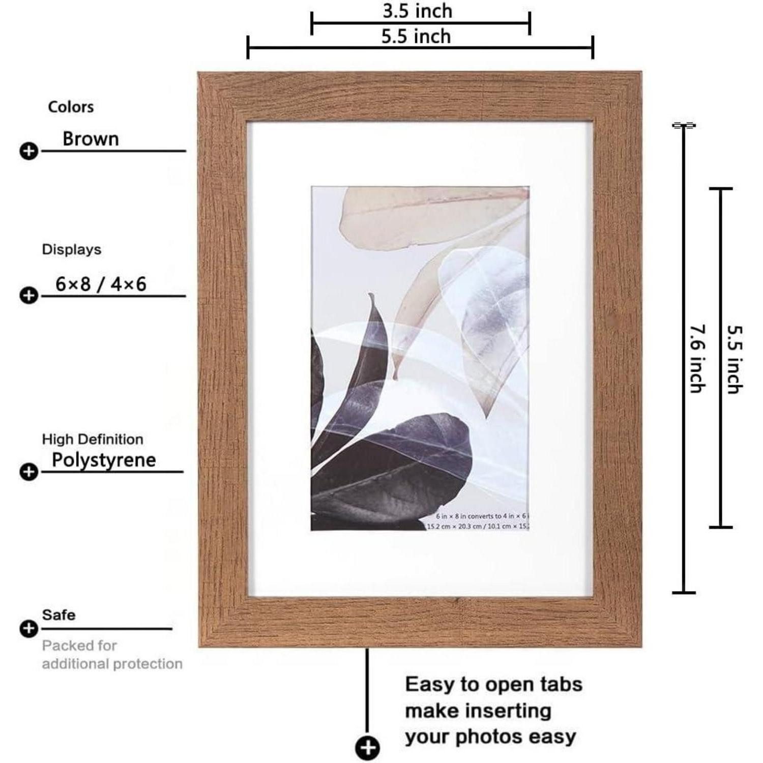 LuxusKollektion Bilderrahmen-Set Bilderrahmen Holz Passepartout Braun 20,3x15,2cm 3 Stück braun 6x8-3P