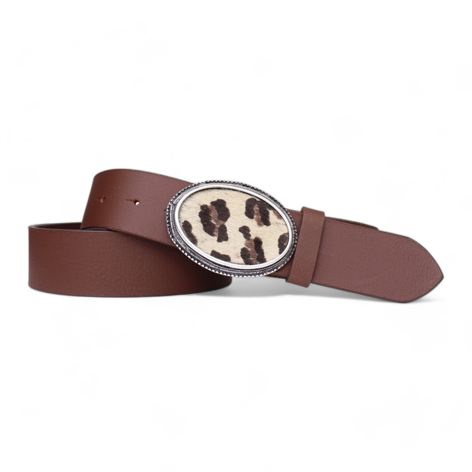 FRONHOFER Koppelgürtel Damen Büffelleder breit (1-St) Animal-Print, Leopard-Schnalle
