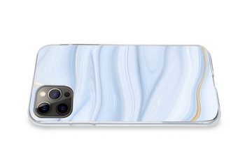 MuchoWow Handyhülle Marmor - Welle - Blau - Muster - Marmoroptik - Pastell, Handyhülle Apple iPhone 12 Pro, Smartphone-Bumper, Print, Handy