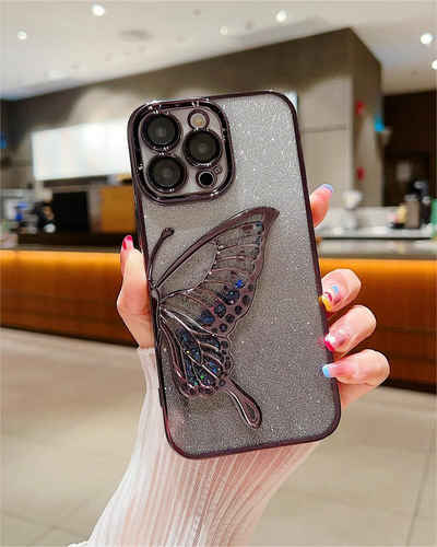 Rouemi Handyhülle für iPhone 14/15/15Pro,Mode Stereoskopische Schmetterling Hülle