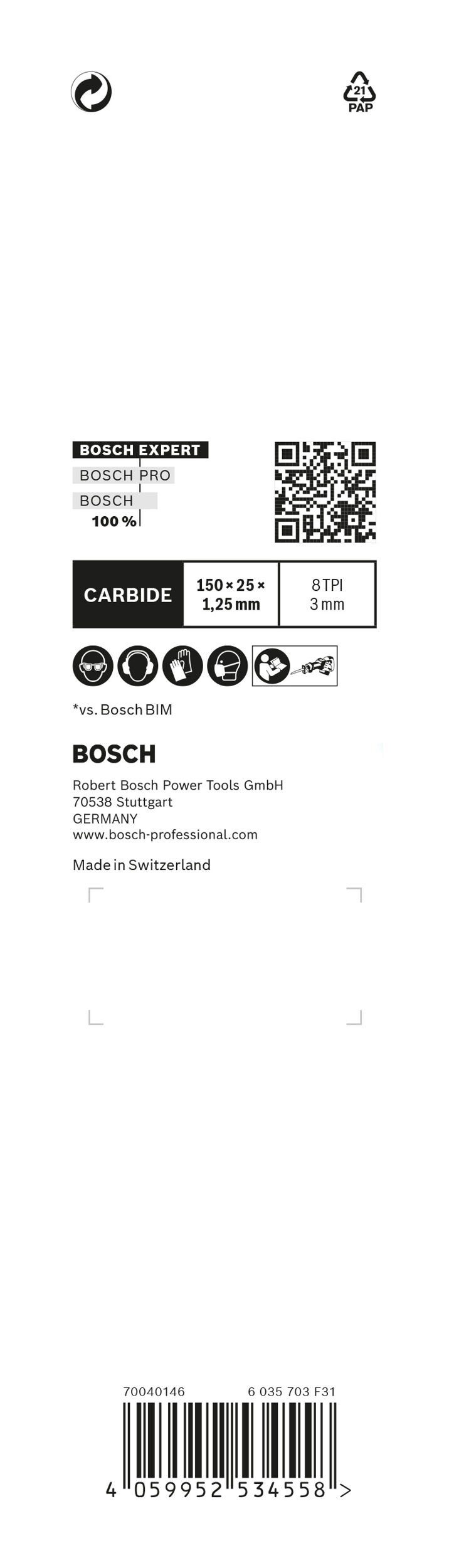 BOSCH Säbelsägeblatt HeavyMetal Endurance 955 Thick Expert for CHM Metal, Expert S Tough