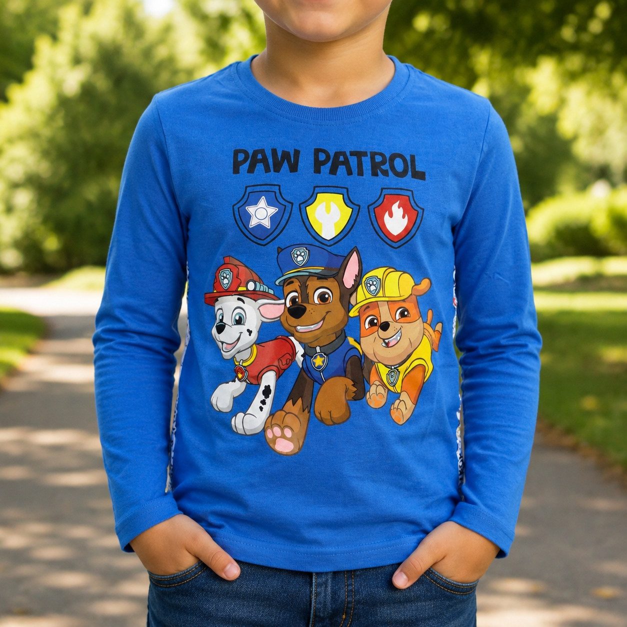 PAW PATROL Langarmshirt Paw Patrol Chase Marshall Kinder langarm Shirt 100% Baumwolle Gr. 98 bis 128 – Bild 4 von 5