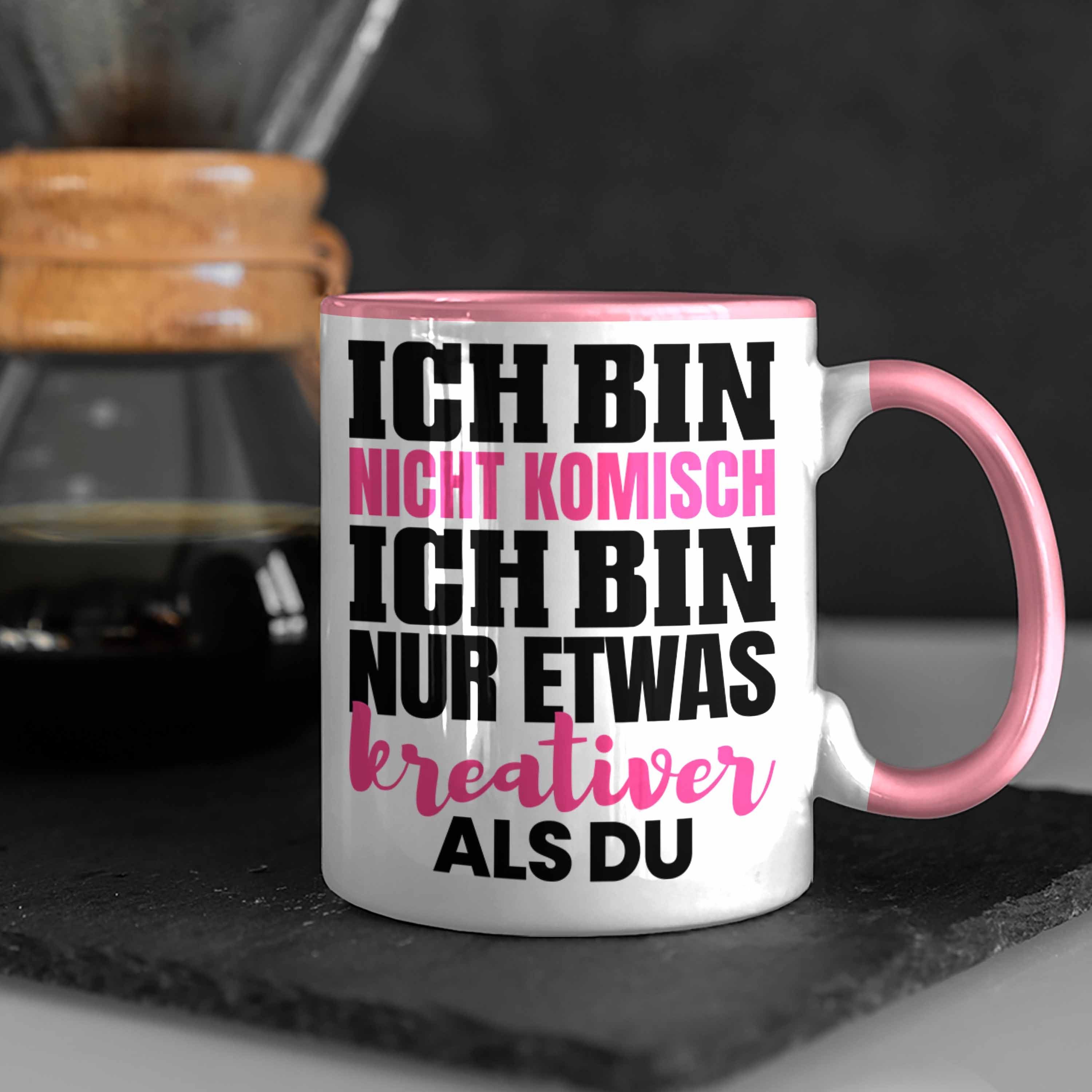Trendation Tasse Rosa Kaffee-Becher Geschenk Verrückte Tasse Freundin Arbeits-Kollegin Crazy