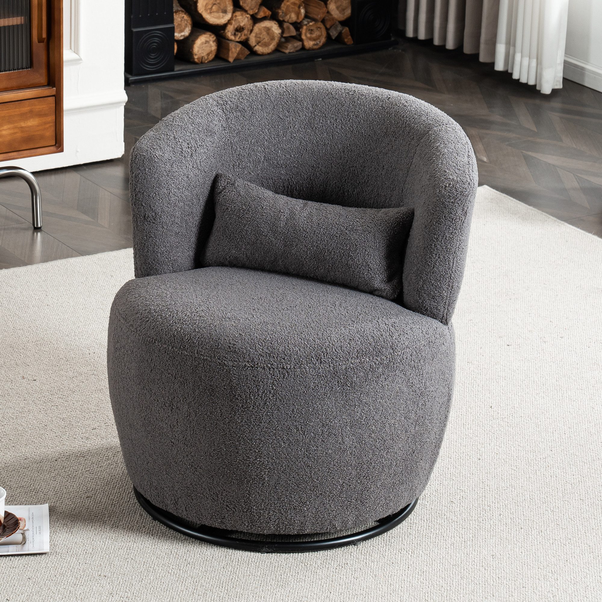 MEUBLE COSY Drehsessel Grau - 360° Drehbarer Relaxsessel Mit Armlehnen & Verstellbarer Rückenlehne