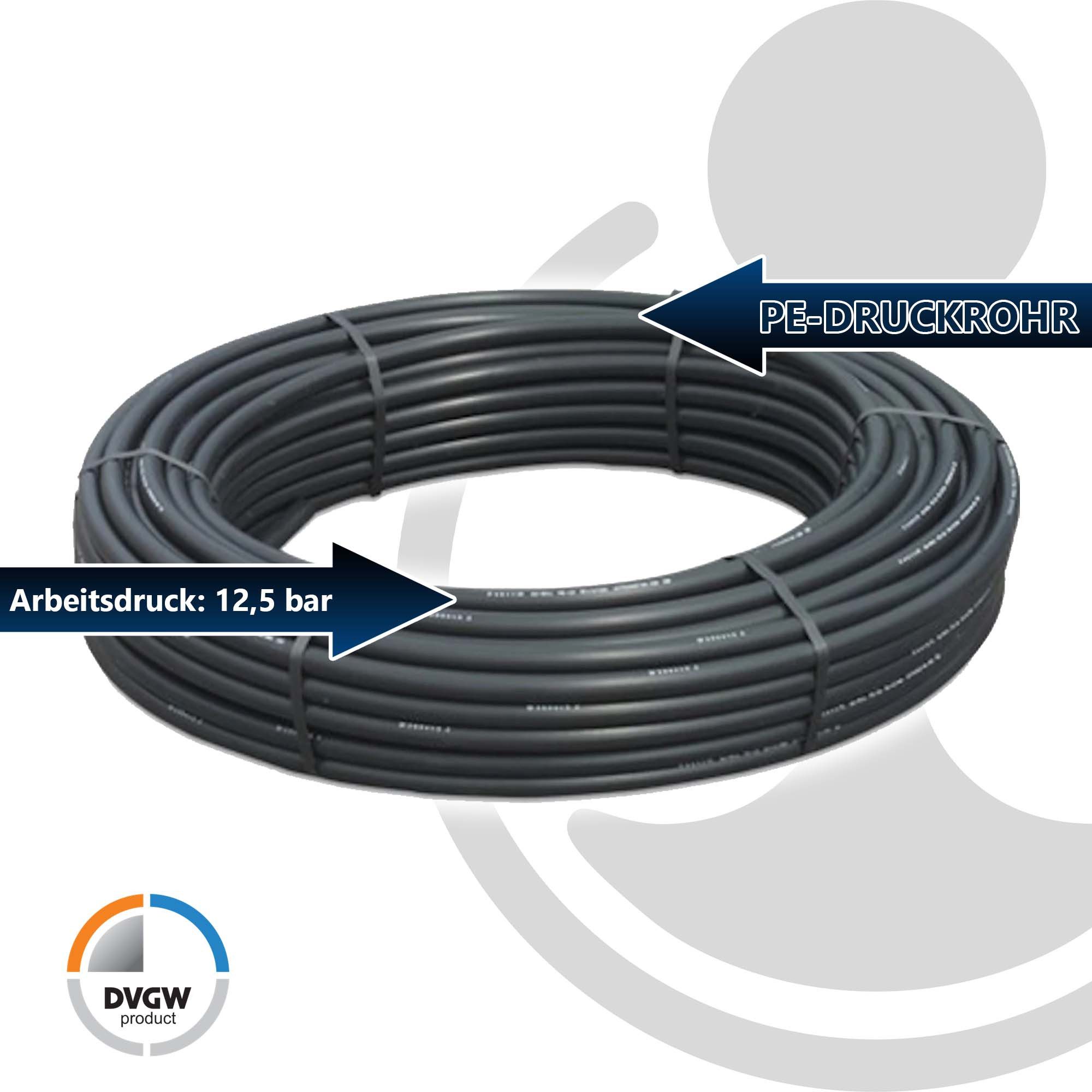 bevo Bewässerungsschlauch PE Druckrohr PE 80 - SDR 11/12,5 bar Trinkwasser-zugelassen