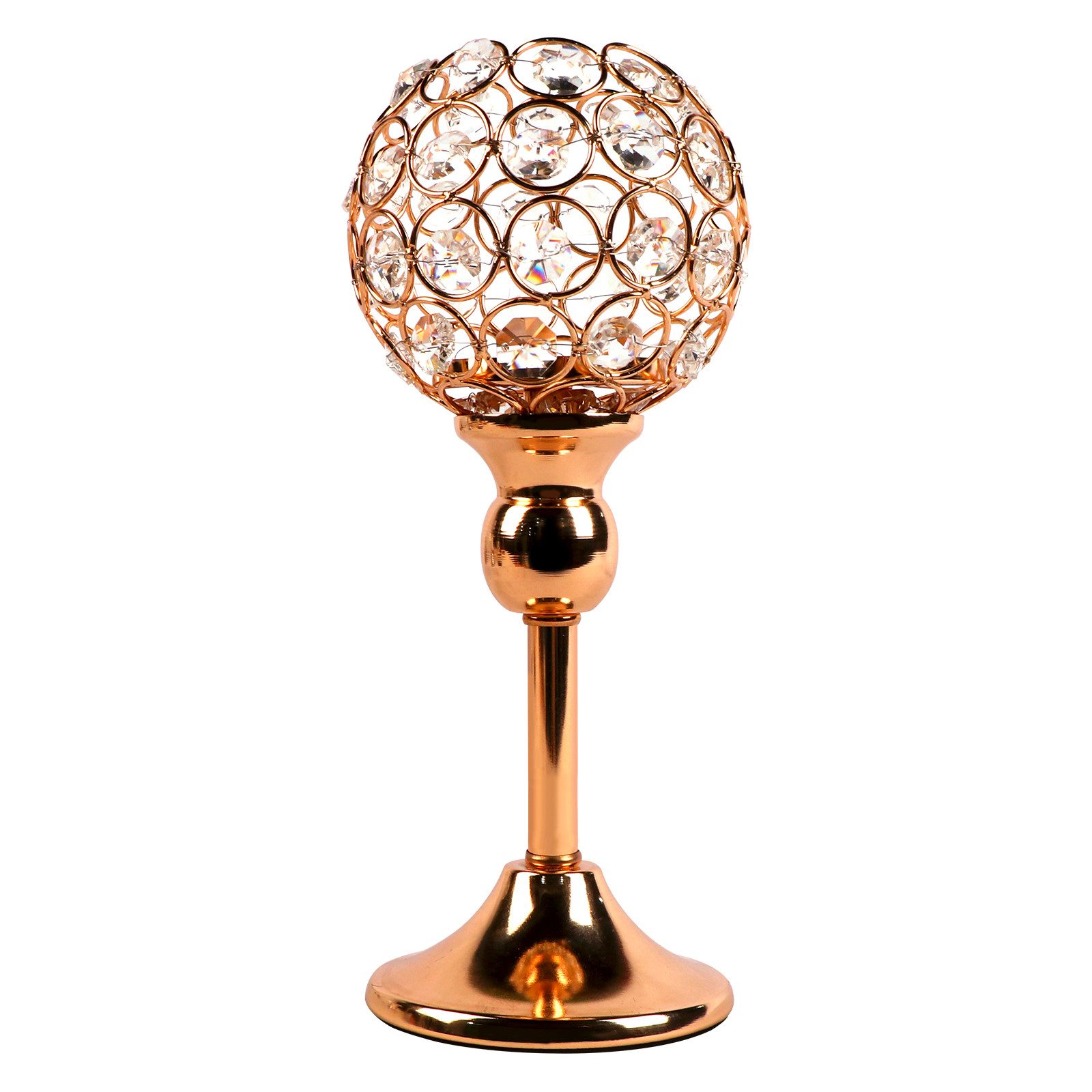 KAHOO Kerzenständer Goldener Kristall Kerzenhalter, Windlicht, Tischdeko, 27cm