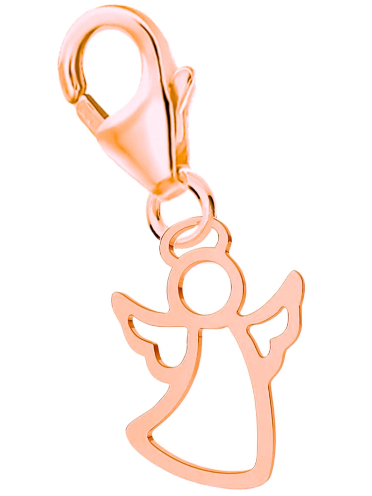 Goldene Hufeisen Charm Engel Goldene Schutzengel - Echtsilber Anhänger für Kinder und Erwachsene (inkl. Etui), 925 Sterling Silber, Hypoallergen
