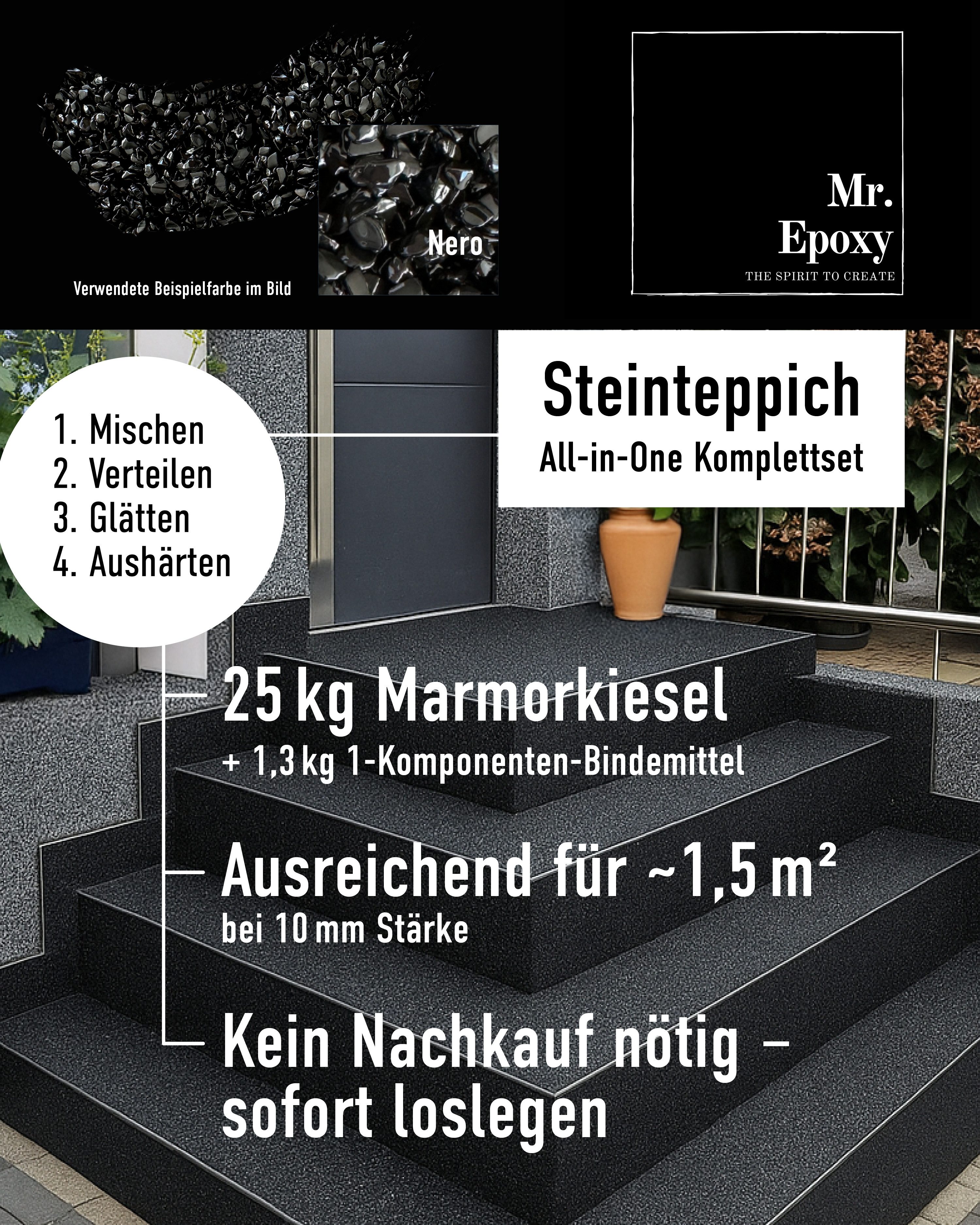 Mr. Epoxy Bodenversiegelung Steinteppich Komplettset, (25 kg Kieselsteine + günstig online kaufen