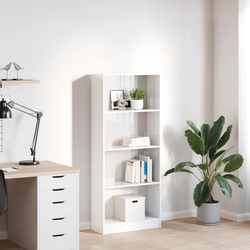 vidaXL Bücherregal Bücherregal Hochglanz-Weiß 60x24x143 cm Holzwerkstoff, 1 günstig online kaufen