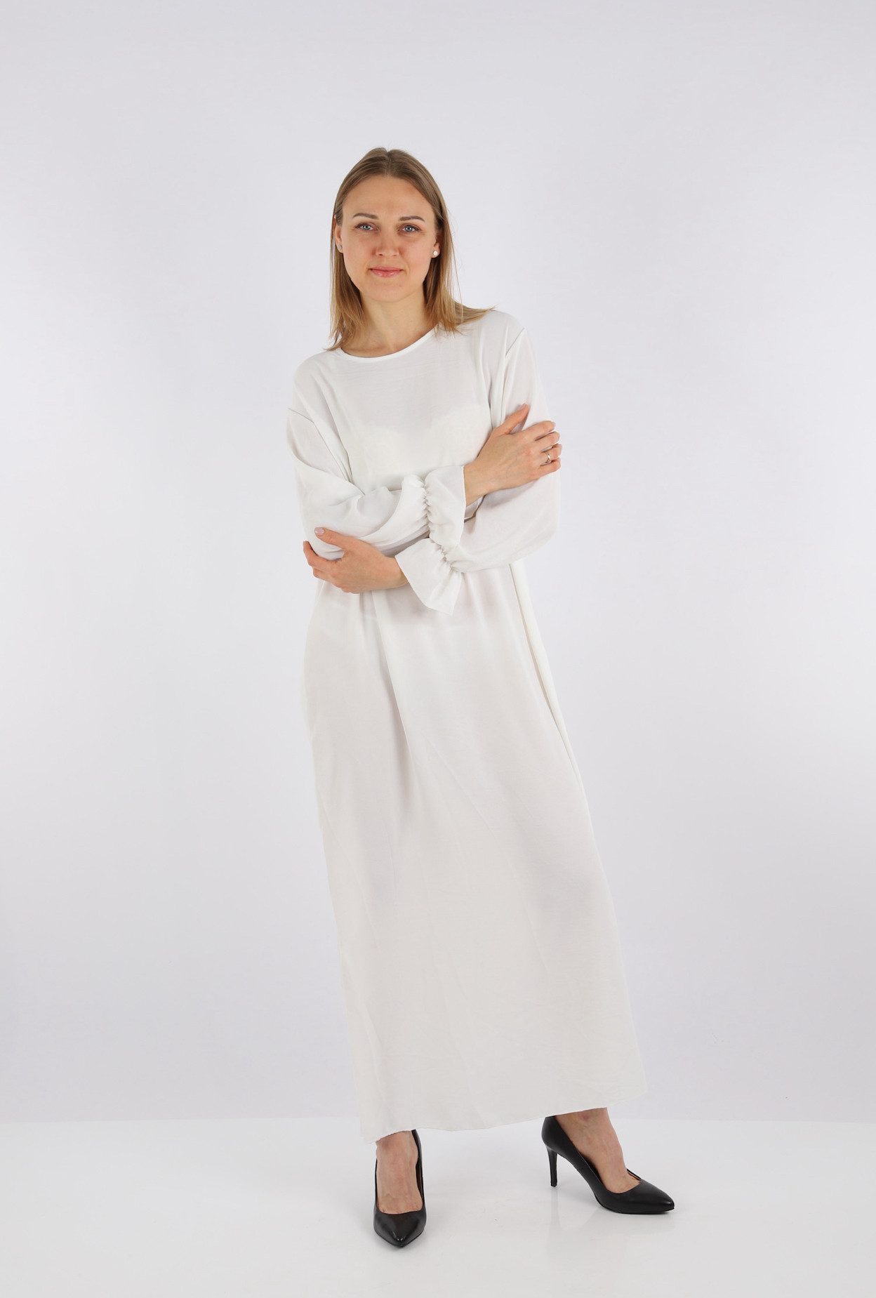 HELLO MISS Sommerkleid Elegantes Langarm Abaya Kleid aus Jazz Stoff Sommerk günstig online kaufen