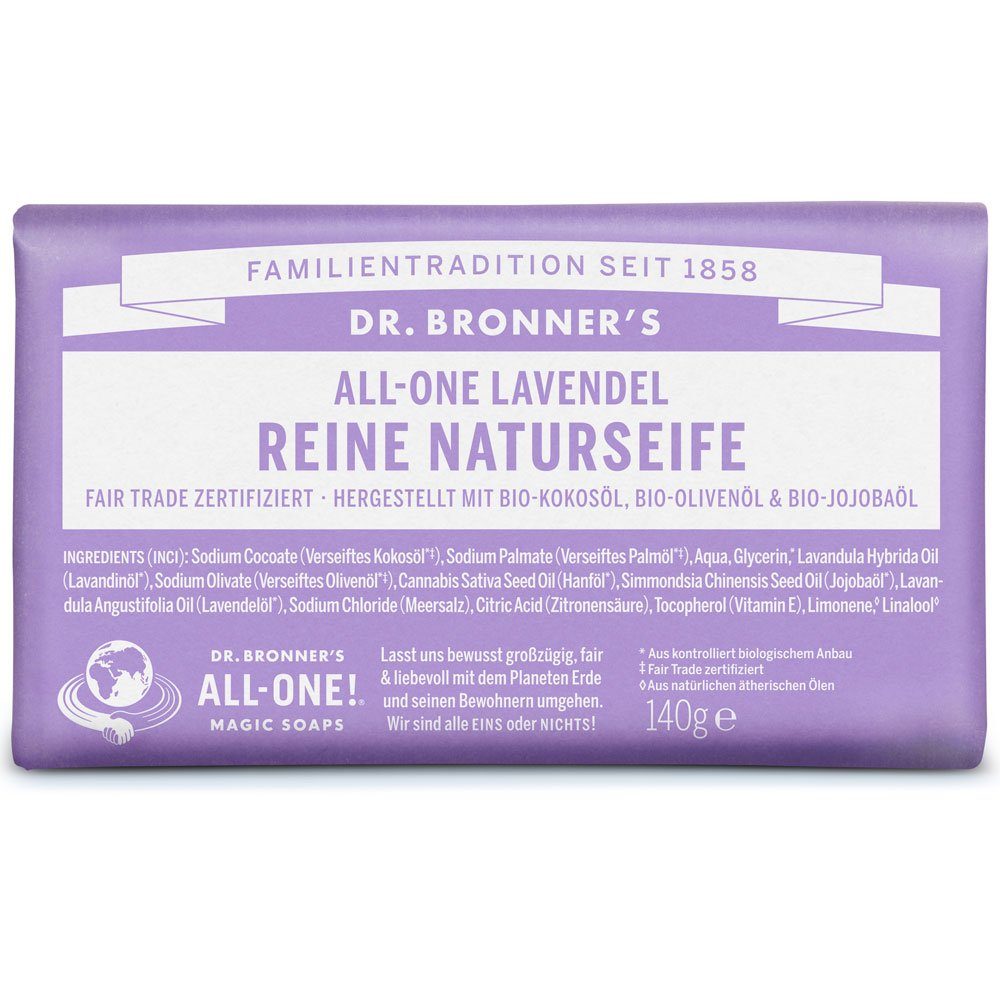 Dr. Bronners Handseife Reine Naturseife Lavendel, 140 g