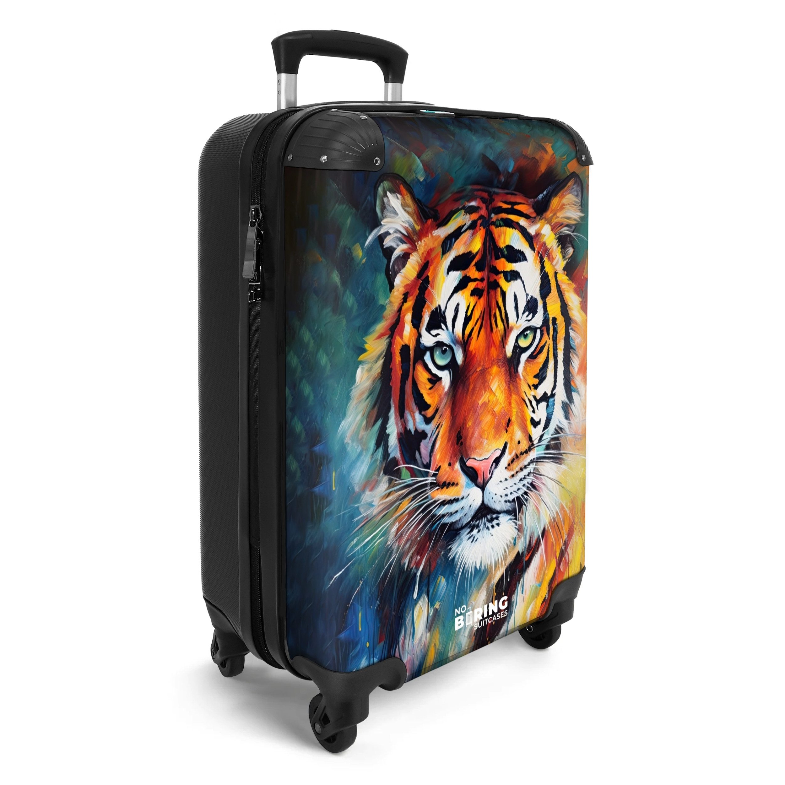 NoBoringSuitcases.com© Hartschalen-Trolley Porträt eines Tigers als Ölgemälde 55x35x20cm, Reisetasche mit Rollen, Koffer Handgepäck Flugzeug – Bild 2 von 5