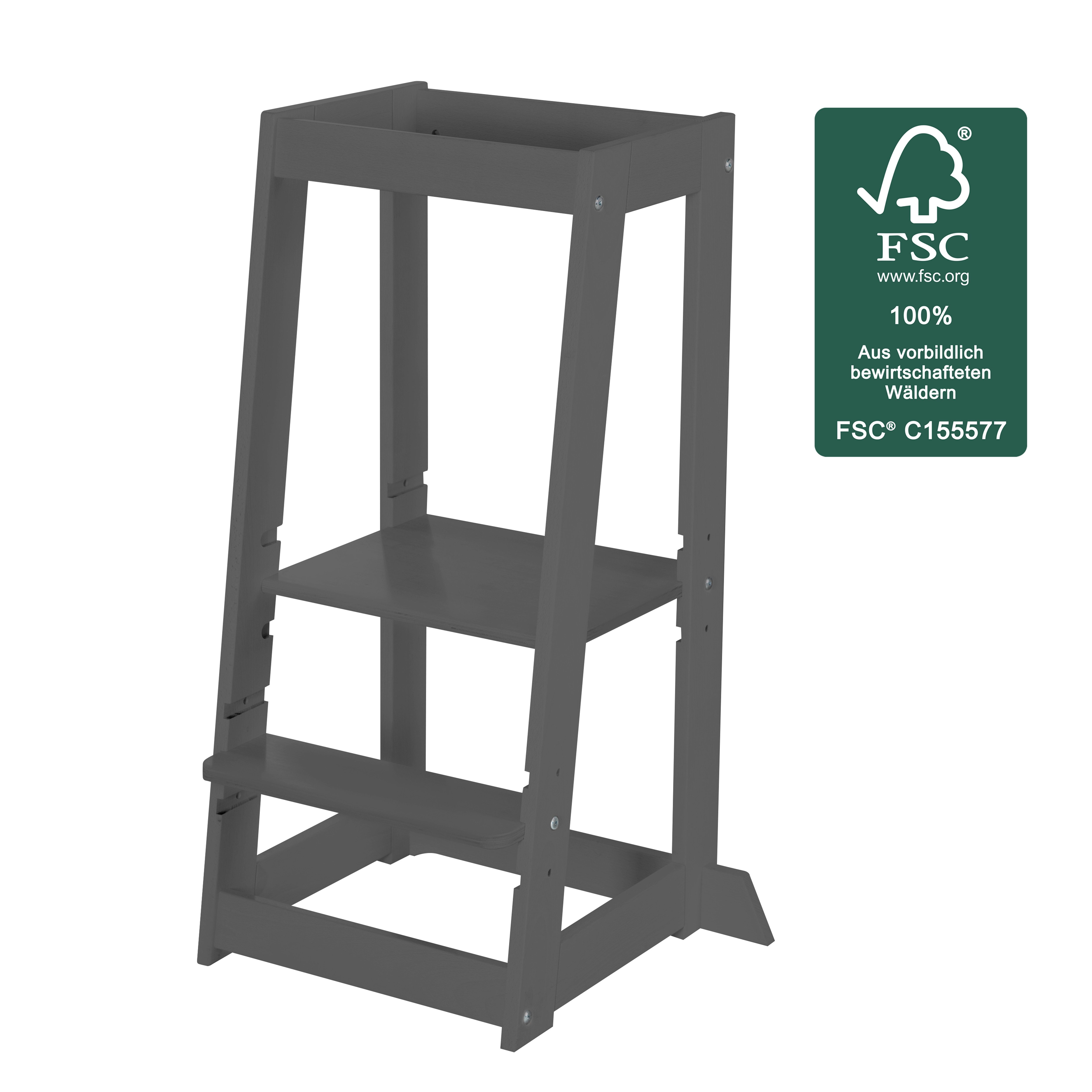 roba® Stehhilfe Monti Step - Lernturm nach Montessori - Tritthocker für Kinder (Ideal als Küchenhelfer - Bis 80 kg belastbar), Mit Kippschutz - FSC®-zertifiziertem Holz