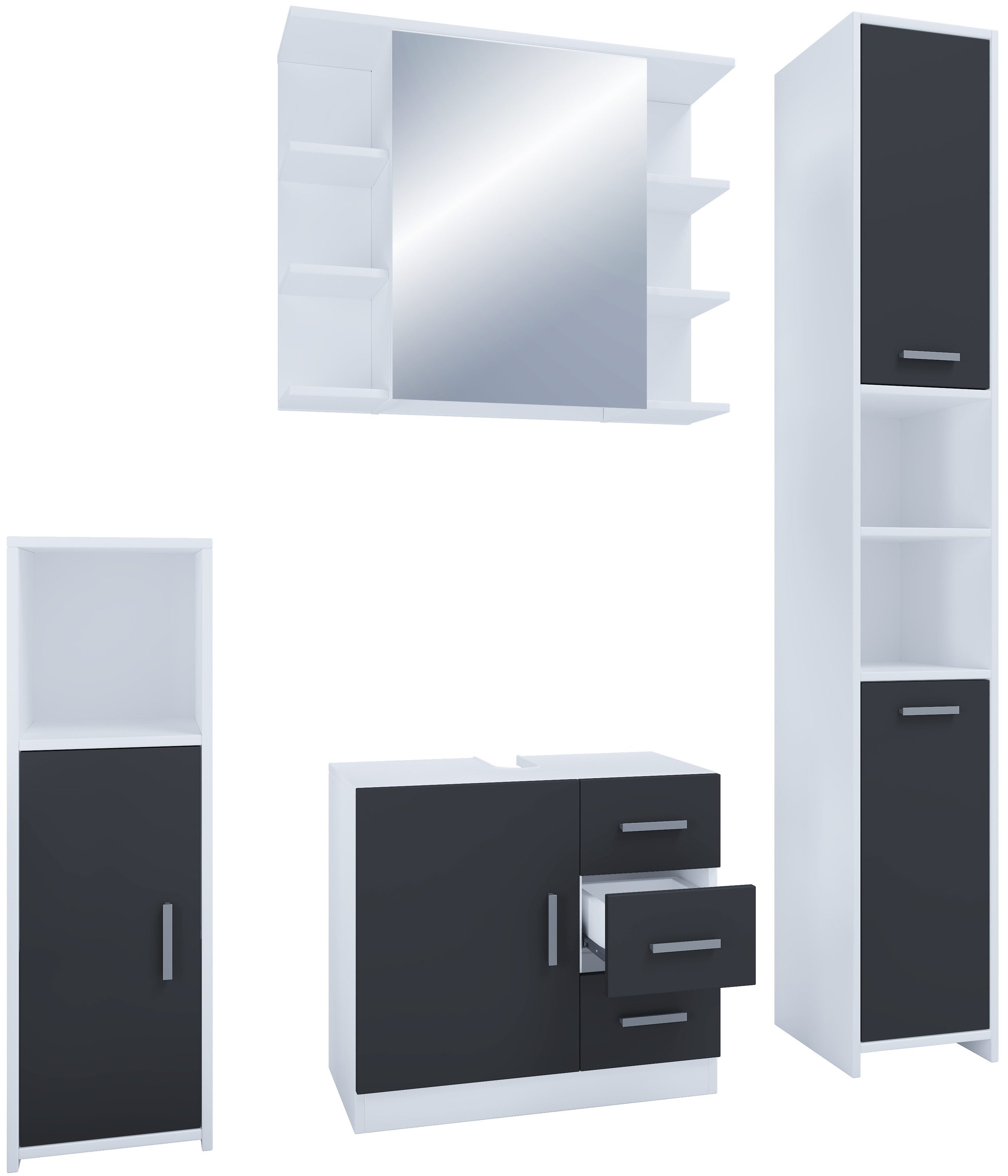 VCM Badmöbel-Set 4-tlg. Komplettset Badmöbel Set Zalo ll günstig online kaufen