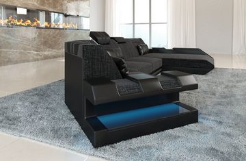 Sofa Dreams Wohnlandschaft Stoff Sofa Apollonia C Form Stoffsofa Polster Stoff Couch, mit LED, wahlweise mit Bettfunktion als Schlafsofa, Designersofa
