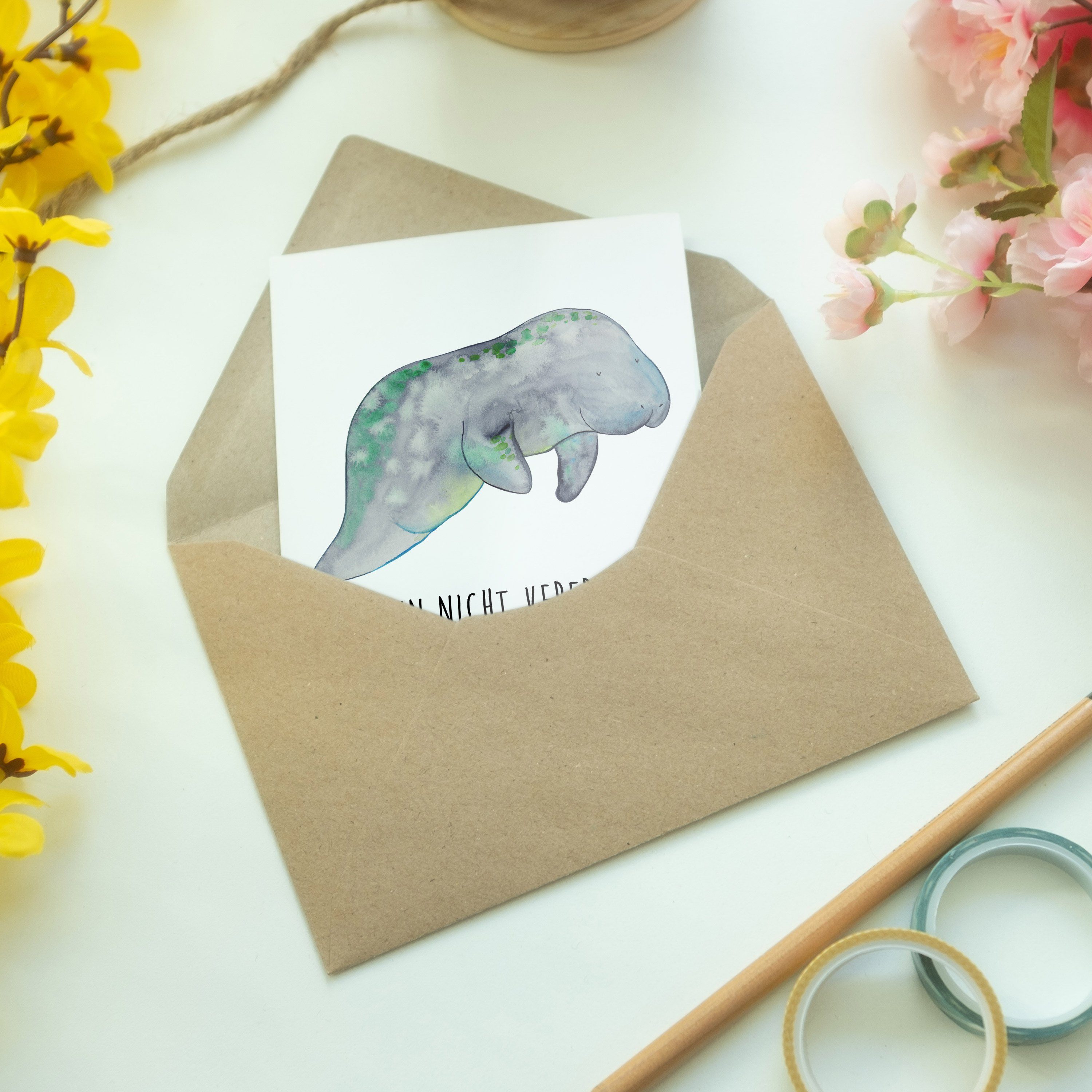 Weiß Panda Geburtstagskarte, Seekuh Grußkarte Geschenk, Mrs. - Abnehm & Mr. Klappkarte, - chillt