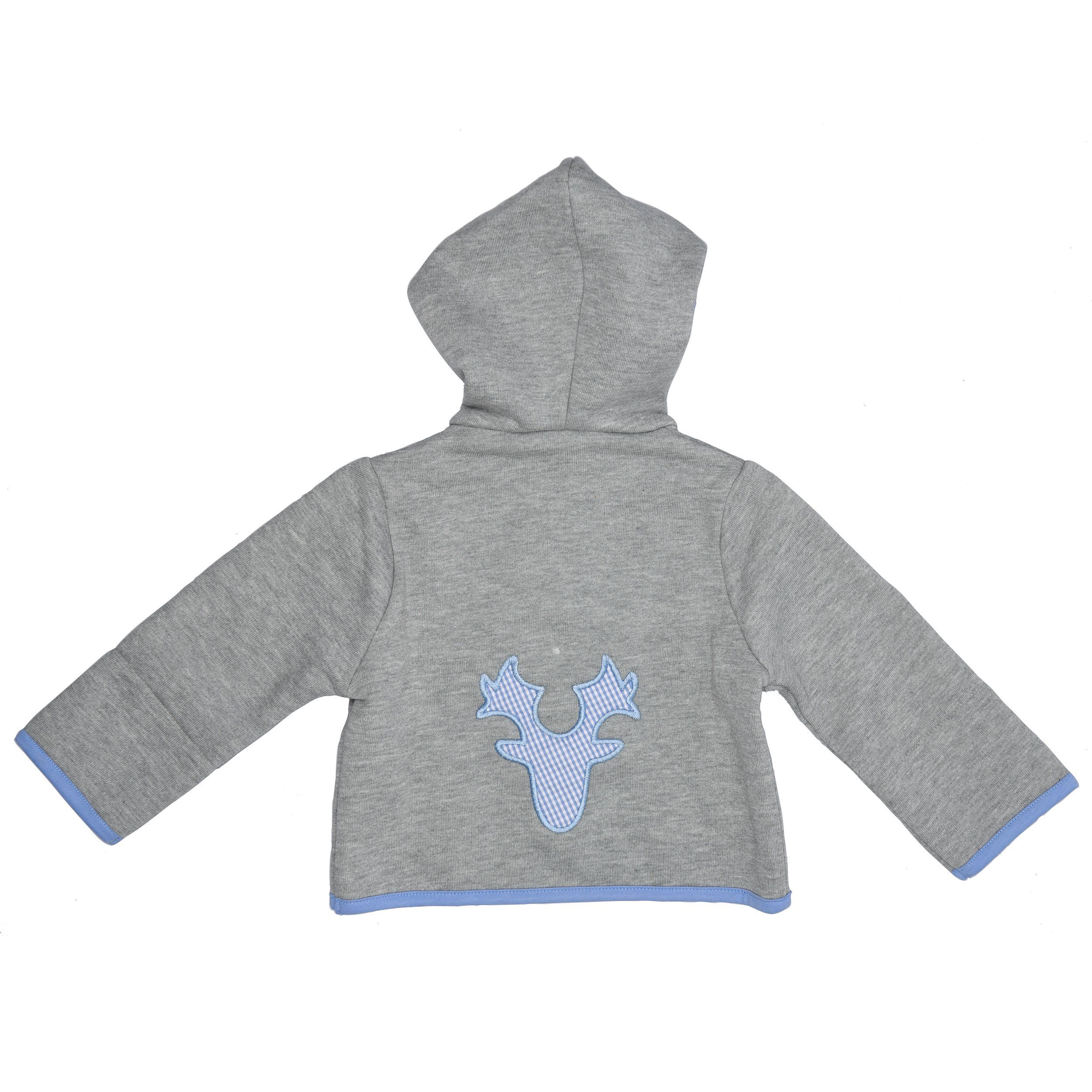 P.Eisenherz Trachtenjacke Kapuzenjacke mit Geweih, hellblaue Applikation