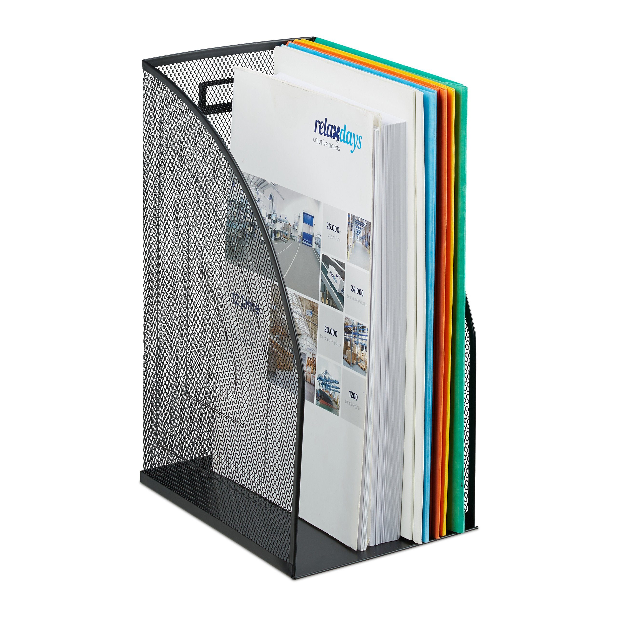 relaxdays Organizer Stehsammler Metall, schwarz