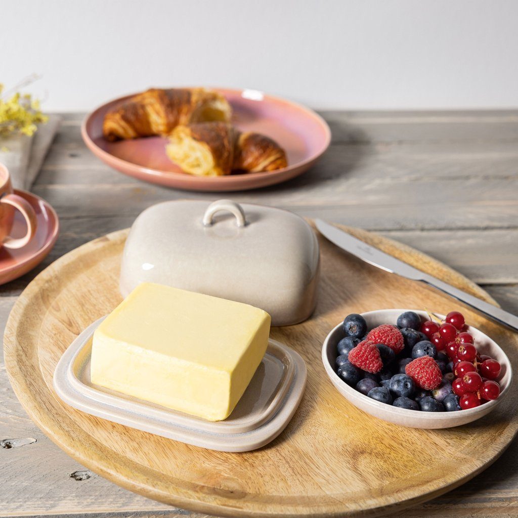 like. by Villeroy & Boch Butterdose Perlemor Home Sand Butterdose, 15,5 x 12 x 8 cm, Porzellan, (1-tlg), Premium Porcelain, 1 Stck, mikrowellensicher