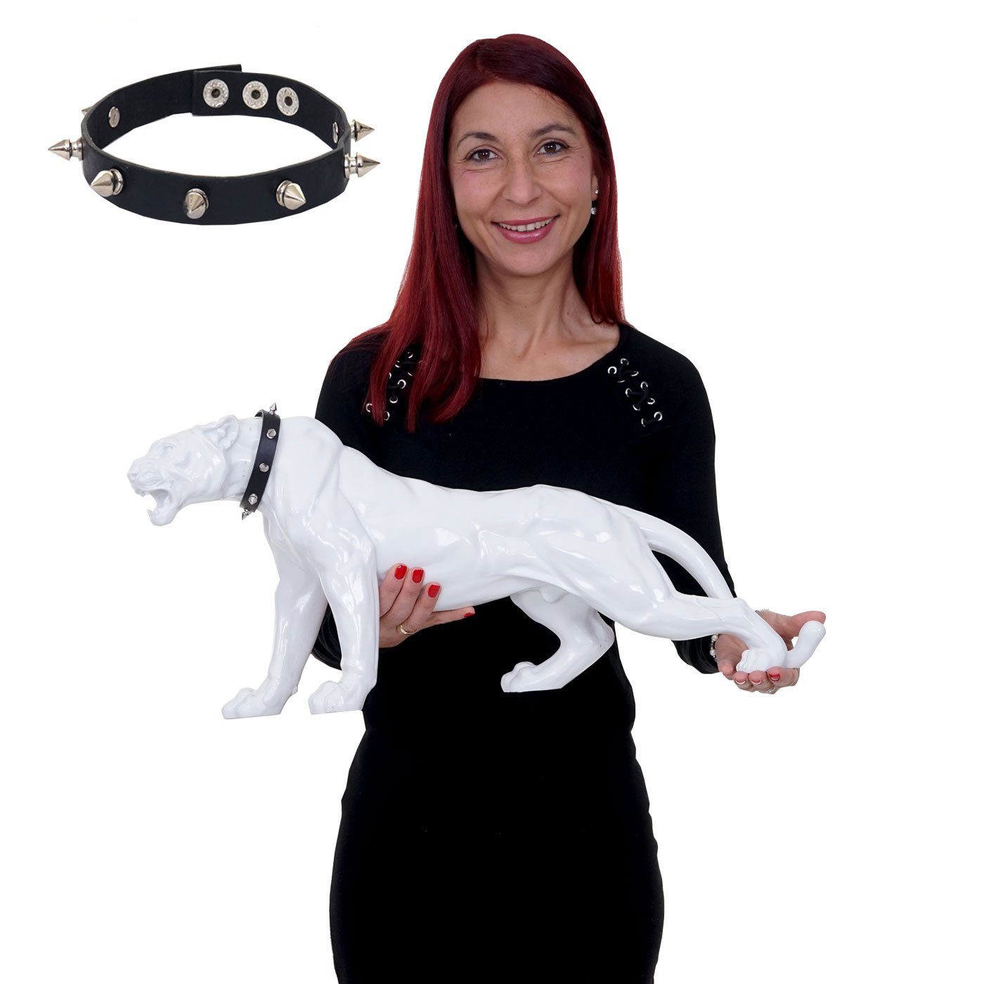 MCW Tierfigur Panther, Witterungsbeständig, Frostbeständig bis -10° C, Inkl. Halsband