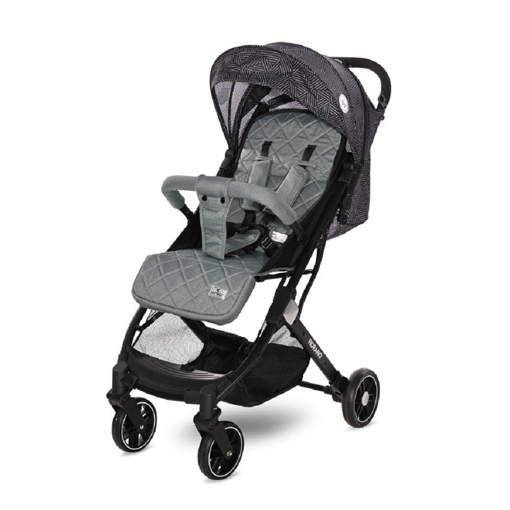 Lorelli Kinder-Buggy Kinderwagen Fiorano, Ablagekorb, Frontbügel abnehmbar, Bremse grau hellgrau