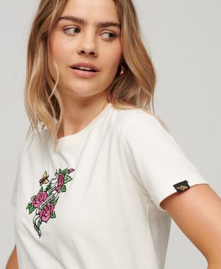 Superdry T-Shirt TATTOO EMBROIDERED FITTED TEE Cream