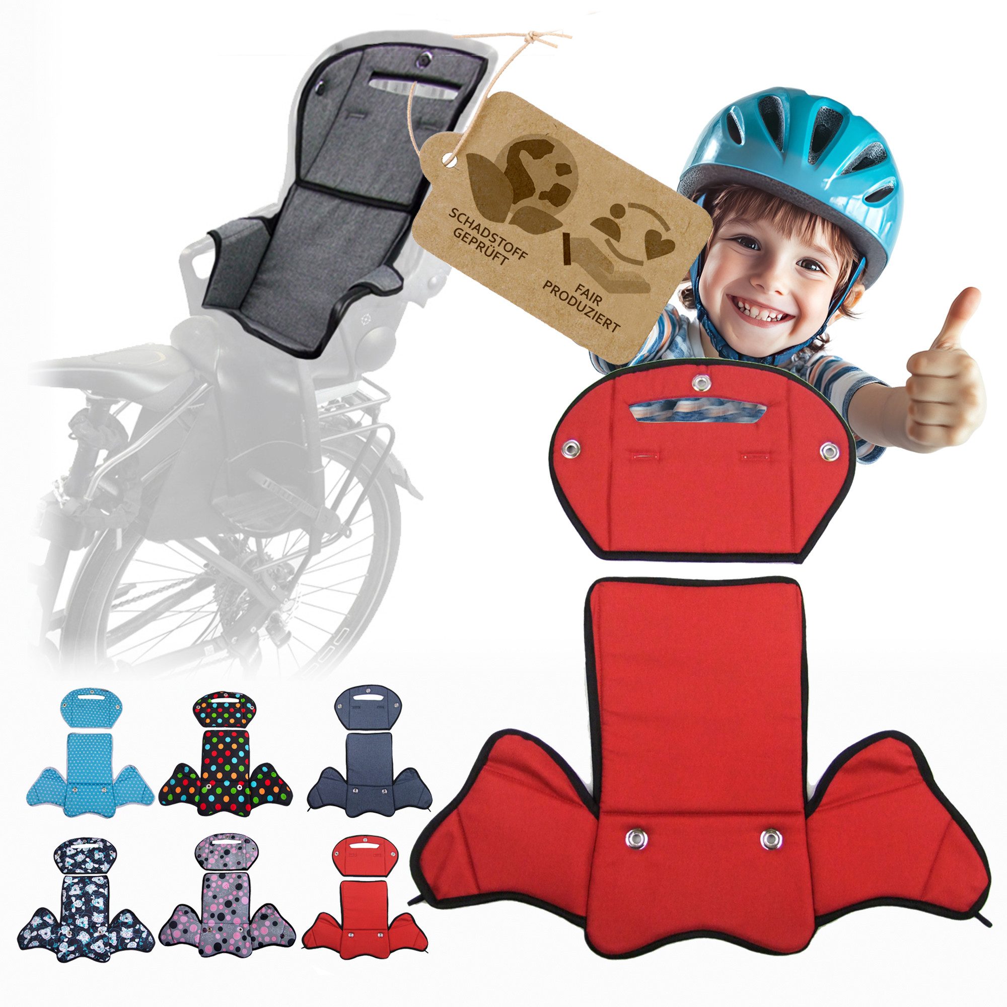 BambiniWelt by Rafael K. Fahrradkindersitz Ersatzbezug Sitzkissen für Fahrradsitz kompatibel mit Römer Jockey M4, ab: 9 Monaten, bis: 5 Jahre