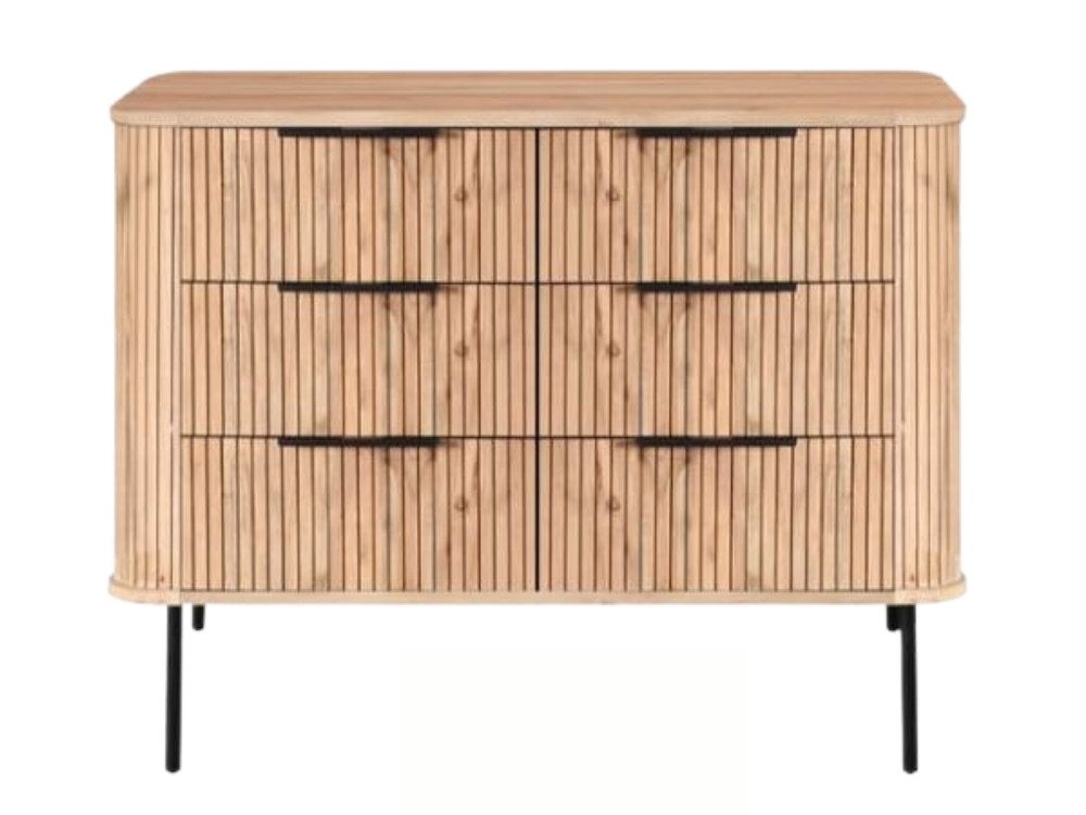 WOLF MÖBEL Sideboard (103x45x80), BRONX ROUND Kommode mit 6 Schubladen