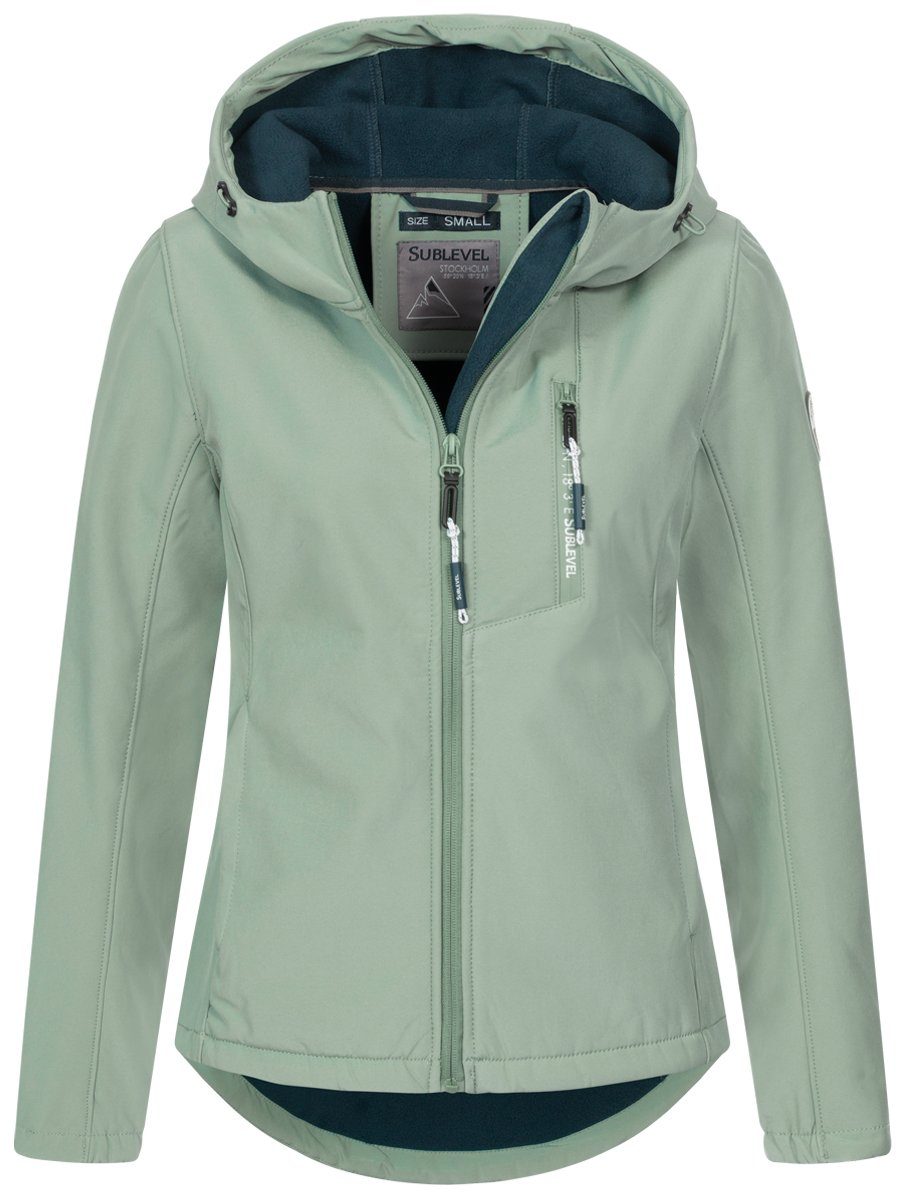 SUBLEVEL Softshelljacke Damen Übergangs Jacke Softshell Jacke Outdoor Regen Herbst Jacke mineral green.