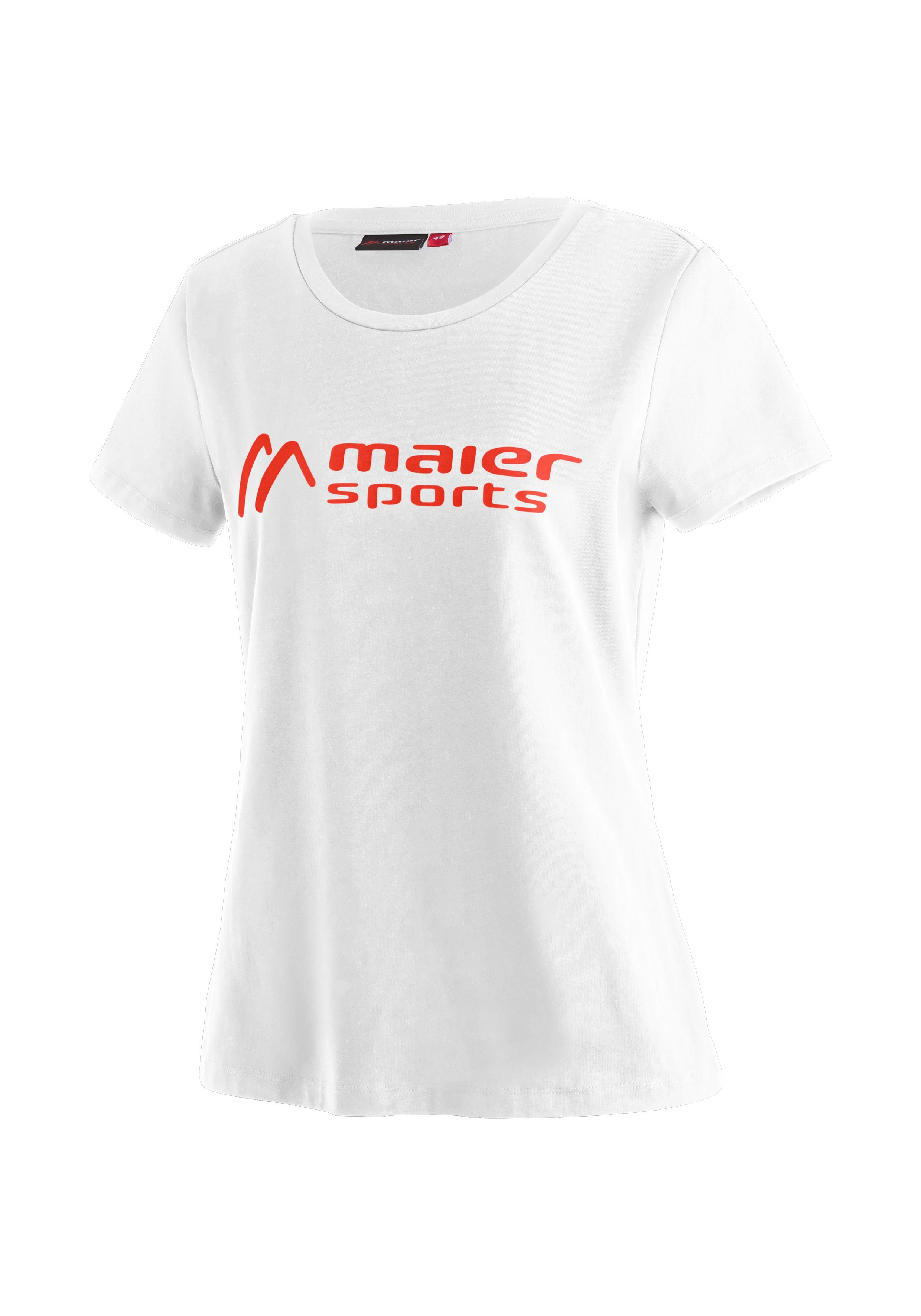 Tee elastischem MS Funktionsshirt weiß Maier aus W Vielseitiges Sports Material Rundhalsshirt