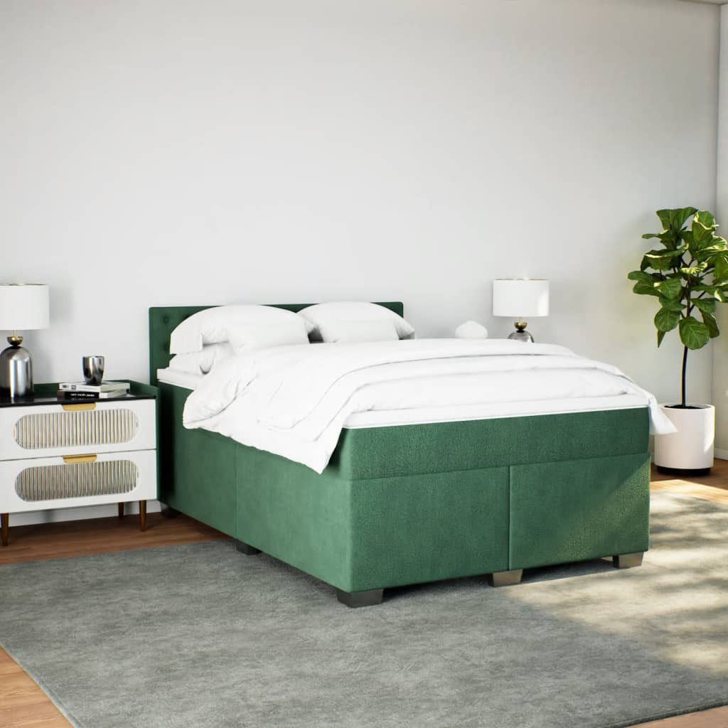 vidaXL Bett Boxspringbett mit Matratze Dunkelgrün günstig online kaufen