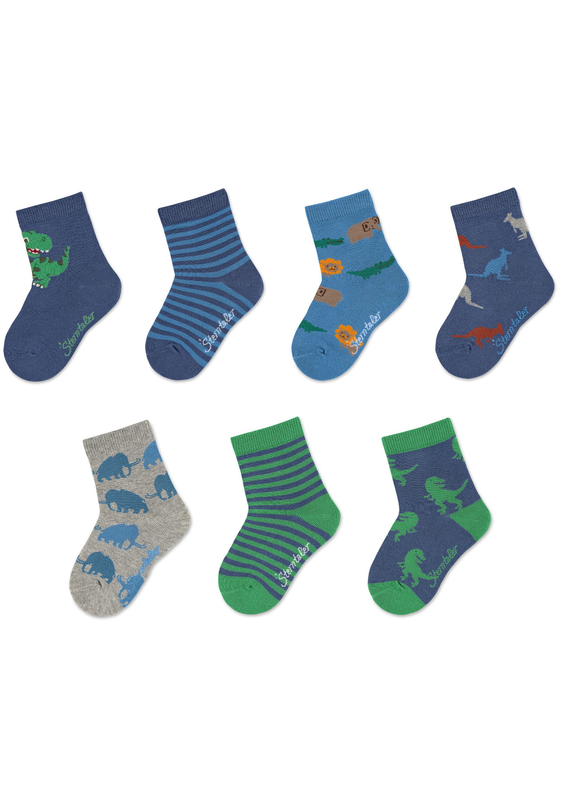 Sterntaler® Feinsöckchen Socken 7er-Box Wildnis (7-Paar, 7er-Pack) 7 Paar Jungensöckchen in Geschenkbox mit coolen Motiven