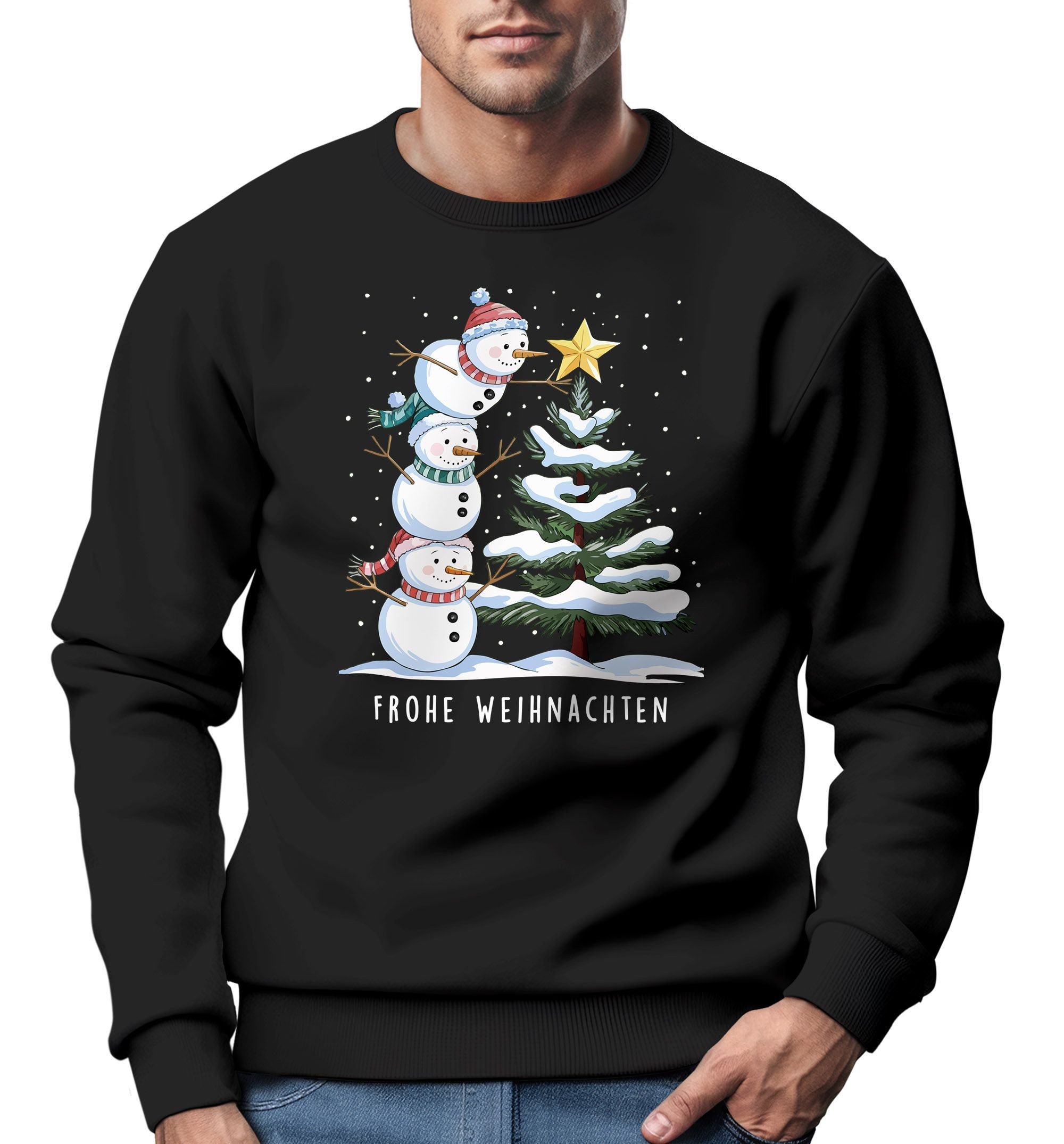 Sweatshirt Sweatshirt Herren Frohe Weihnachten Schneemann Design Aufdruck