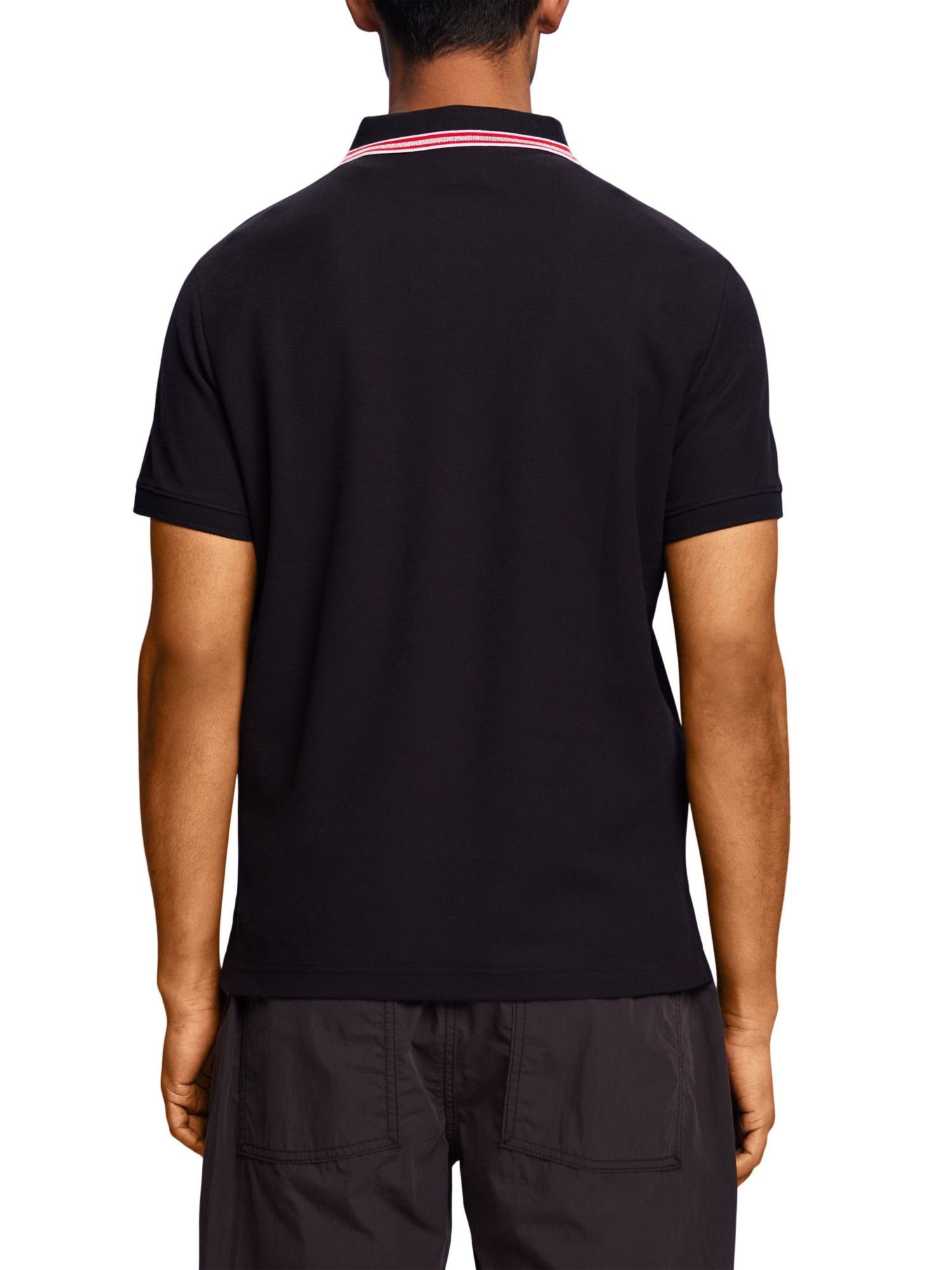 Esprit Poloshirt Piqué-Poloshirt mit 100 % Glitzer, BLACK Baumwolle