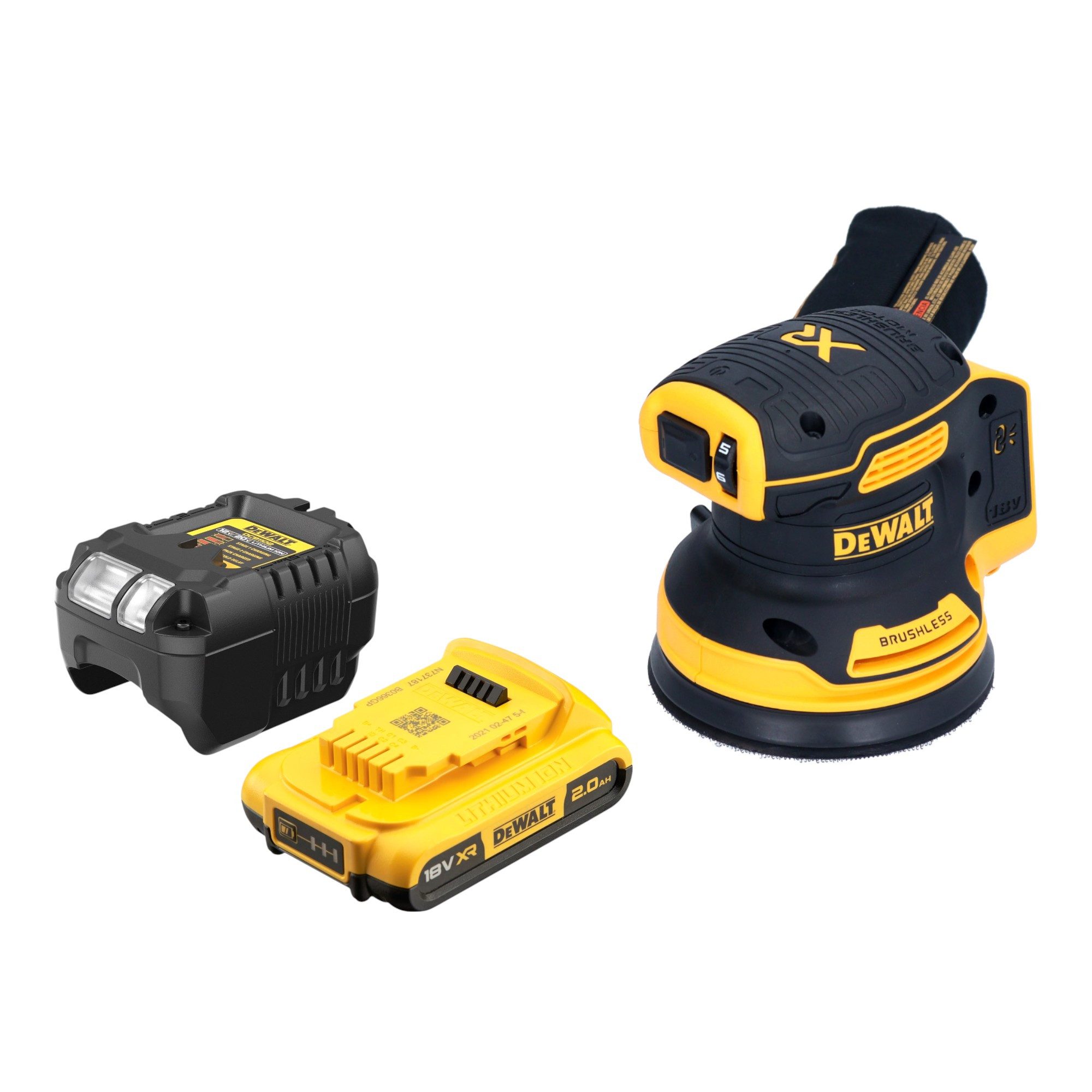 DeWalt Akku-Exzenterschleifer DCW 210 D1 Орбитальная шлифовальная машина 18 V 125 mm + 1x Akku 2,0 Ah + Ladegerät