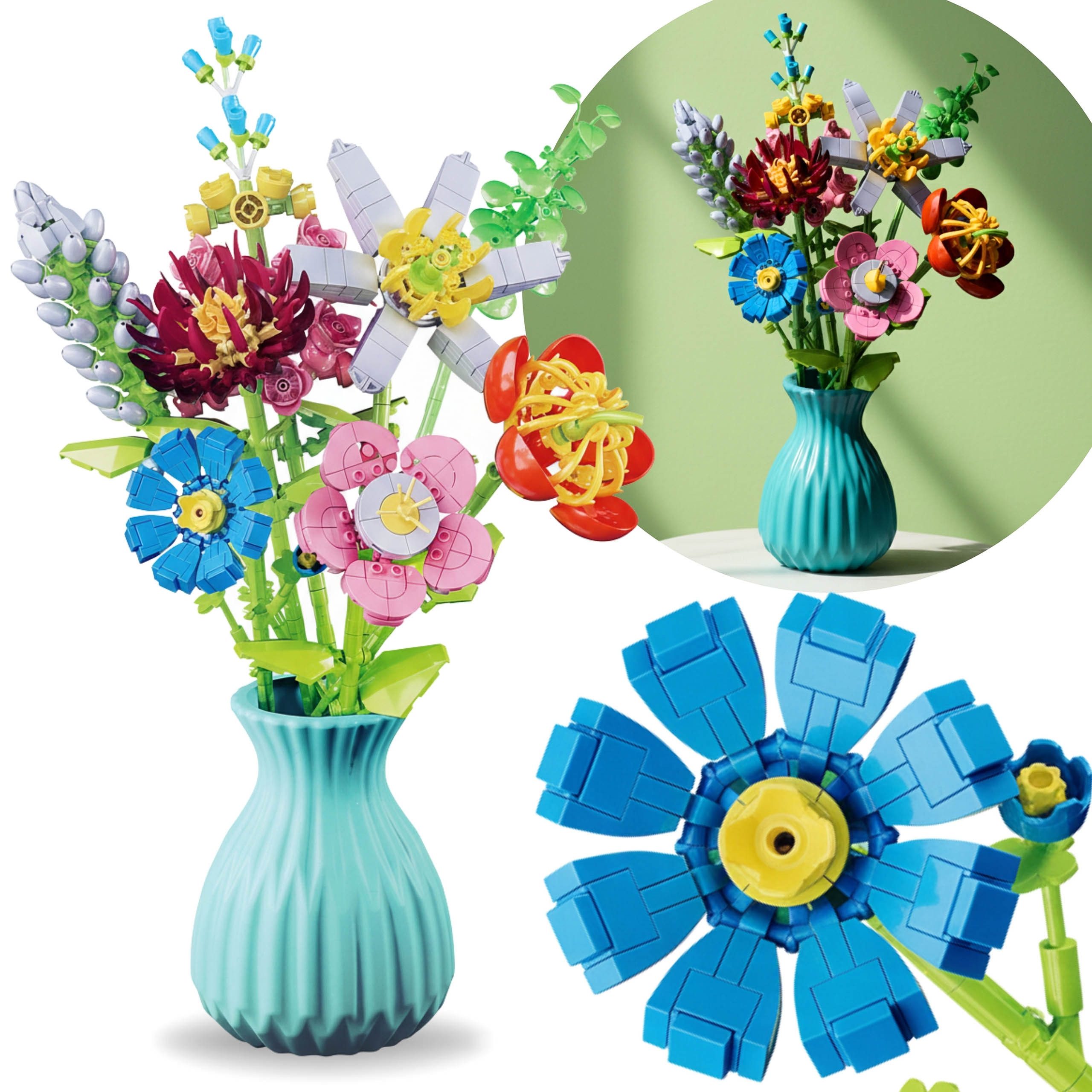 Sarcia.eu Blumenstrauß Bausteine, kompatibel mit LEGO, 8 Blumen, Vase, 793 günstig online kaufen