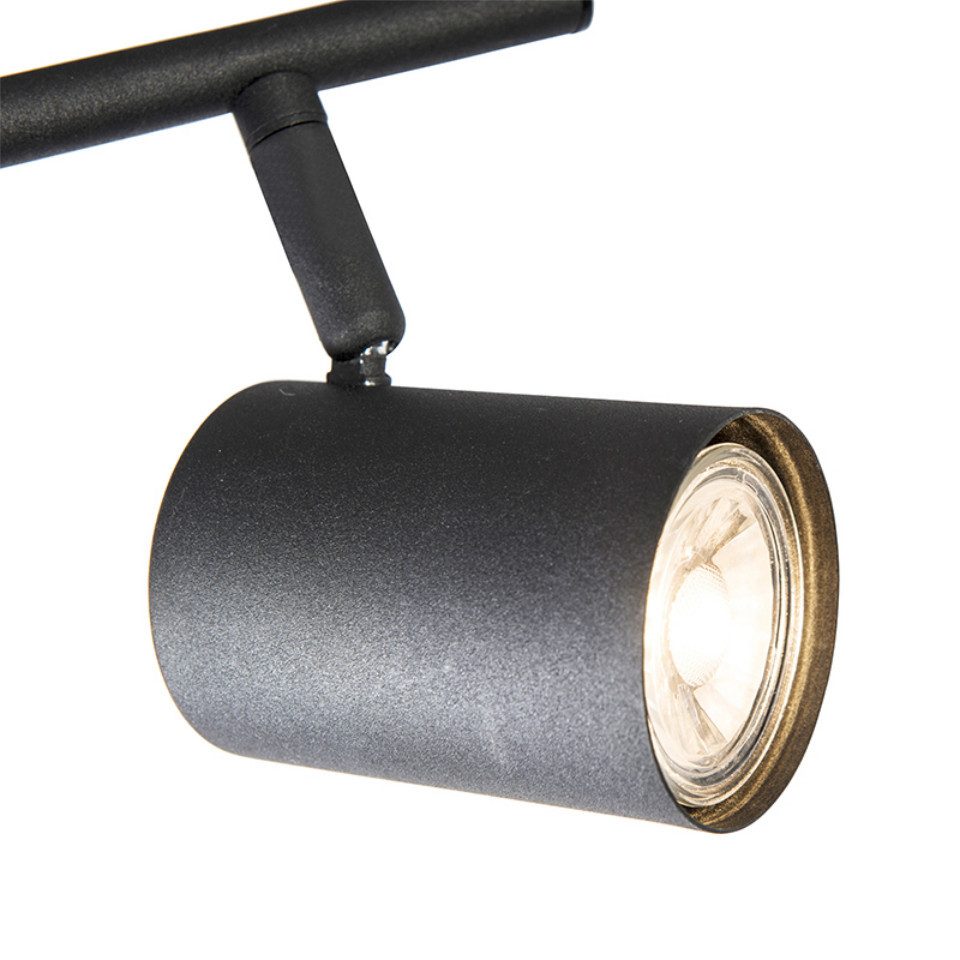 Qazqa LED Aufbaustrahler Jeana, Dimmbar, LED wechselbar, Warmweiß, QAZQA Aufbau­spot, gu10, Schwarz, Stahl, Modern