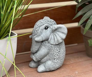 Stone and Style Gartenfigur Steinfigur indischer Elefant frostfest Steinguss
