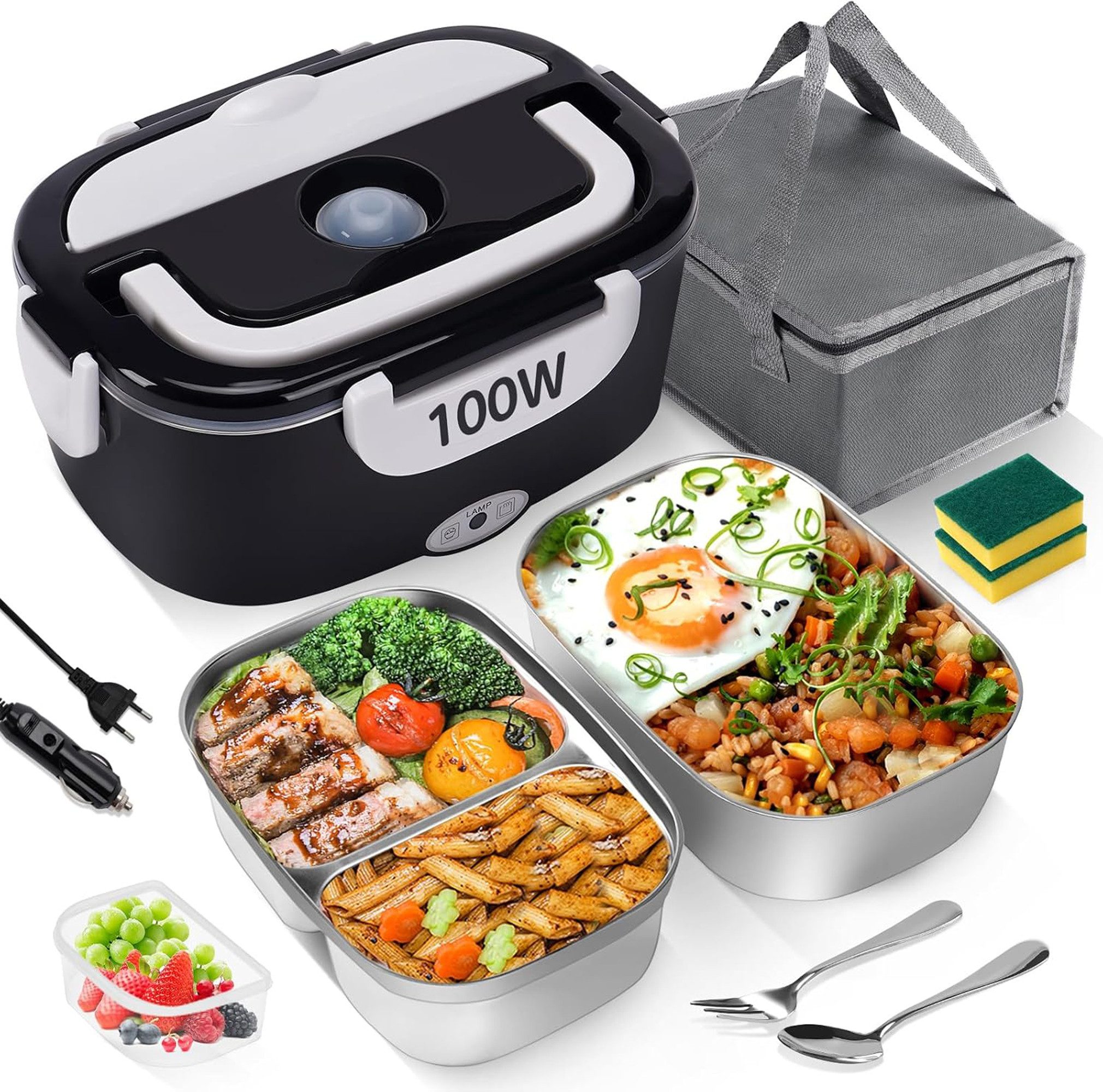 Fyrove Elektrische Lunchbox Elektrische Lunchbox, Lunchbox mit Heizung, Speisenwärmer Auto, (Spar-Set, Einzelgerät), Mit Heizfunktion, Auslaufsicher, 2-in-1 Nutzung (Auto & Zuhause)